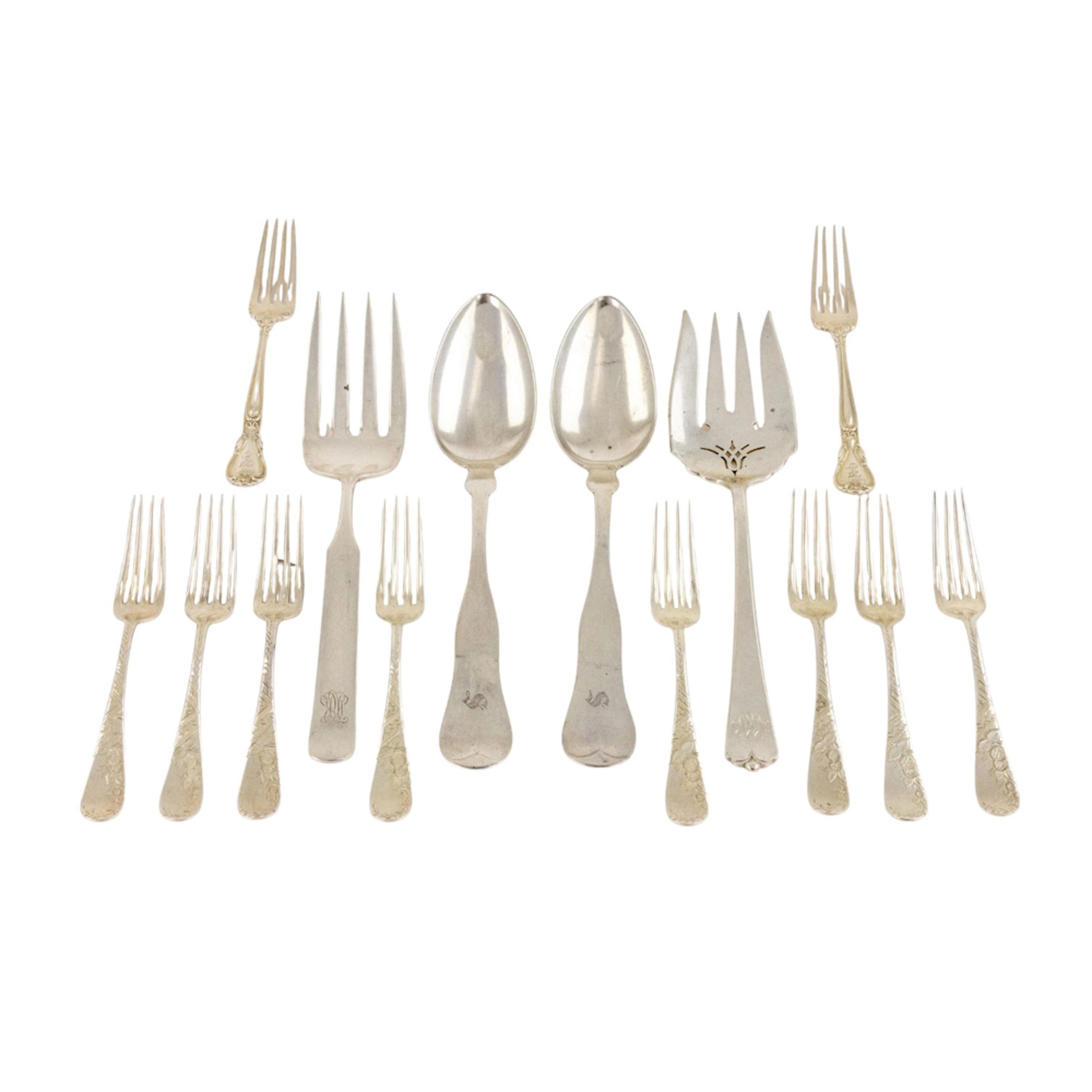 A mixed lot of coin and sterling flatware