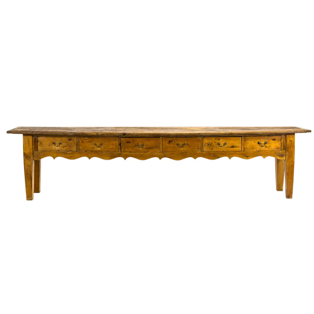 A large French farmhouse console or sideboard first half 19th century