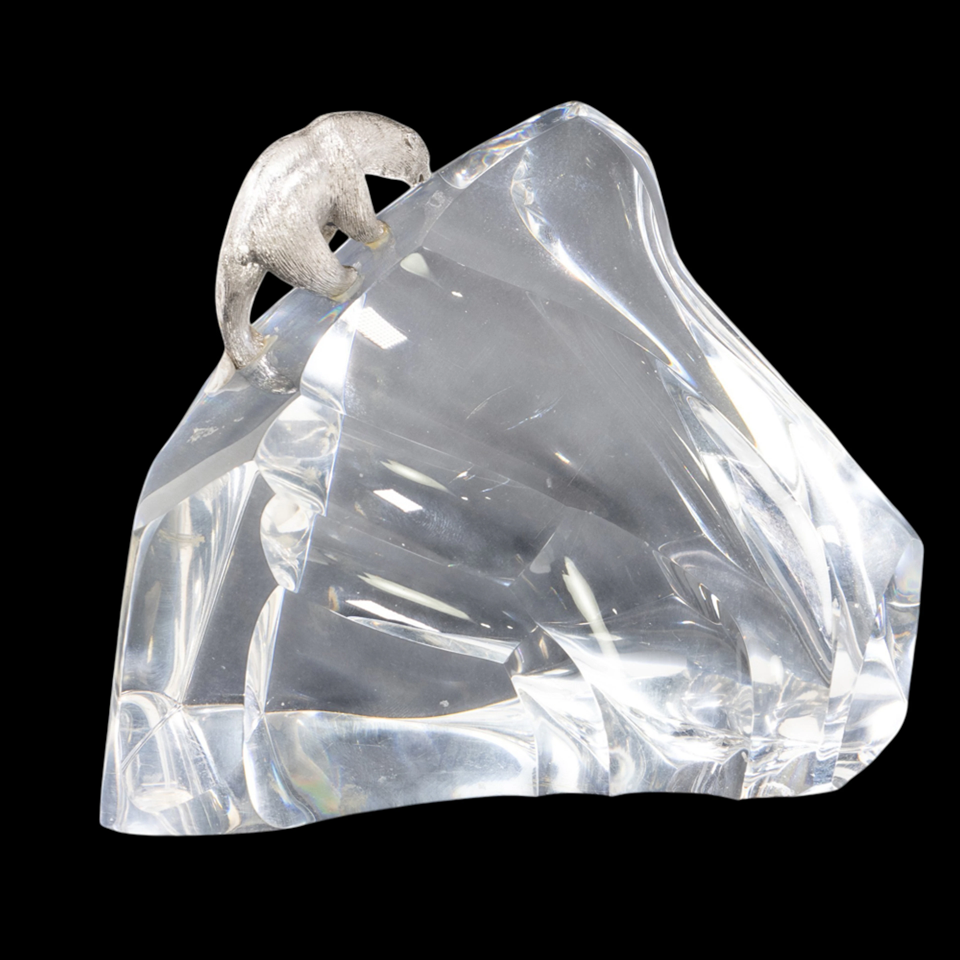 A Steuben sterling silver and glass sculpture: Ice Bear