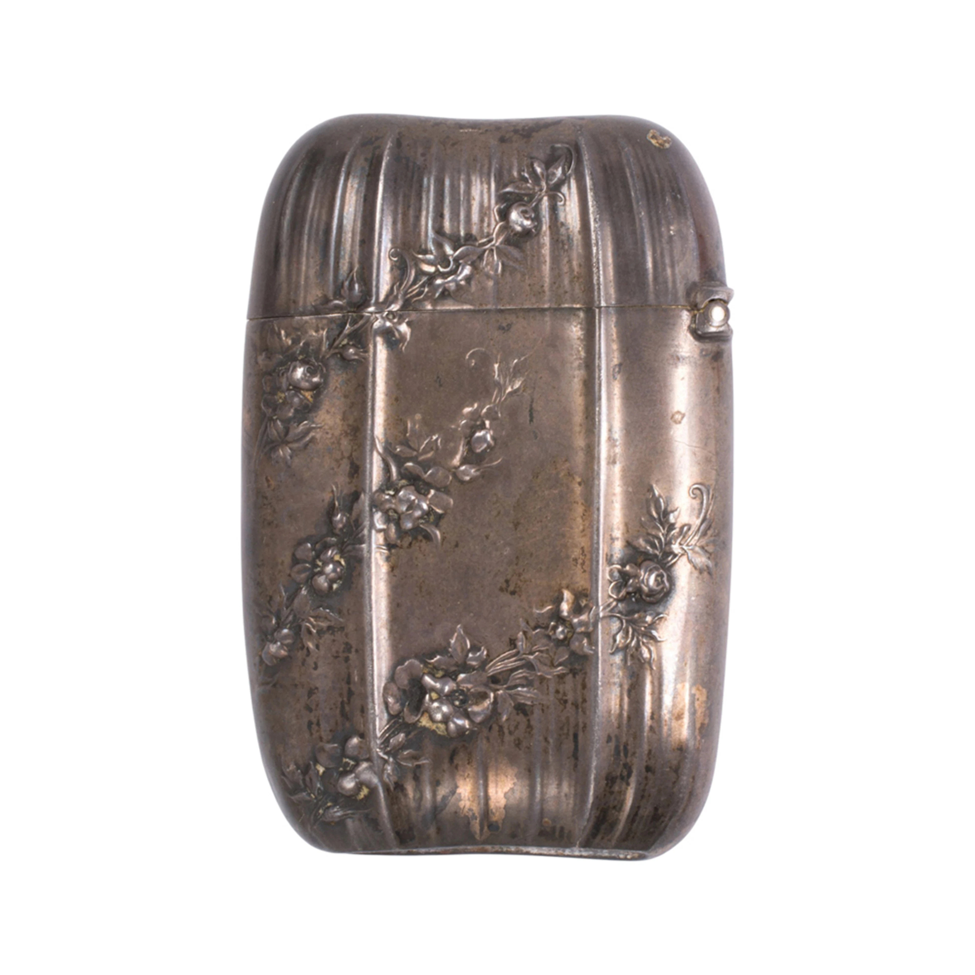 An antique sterling silver match case