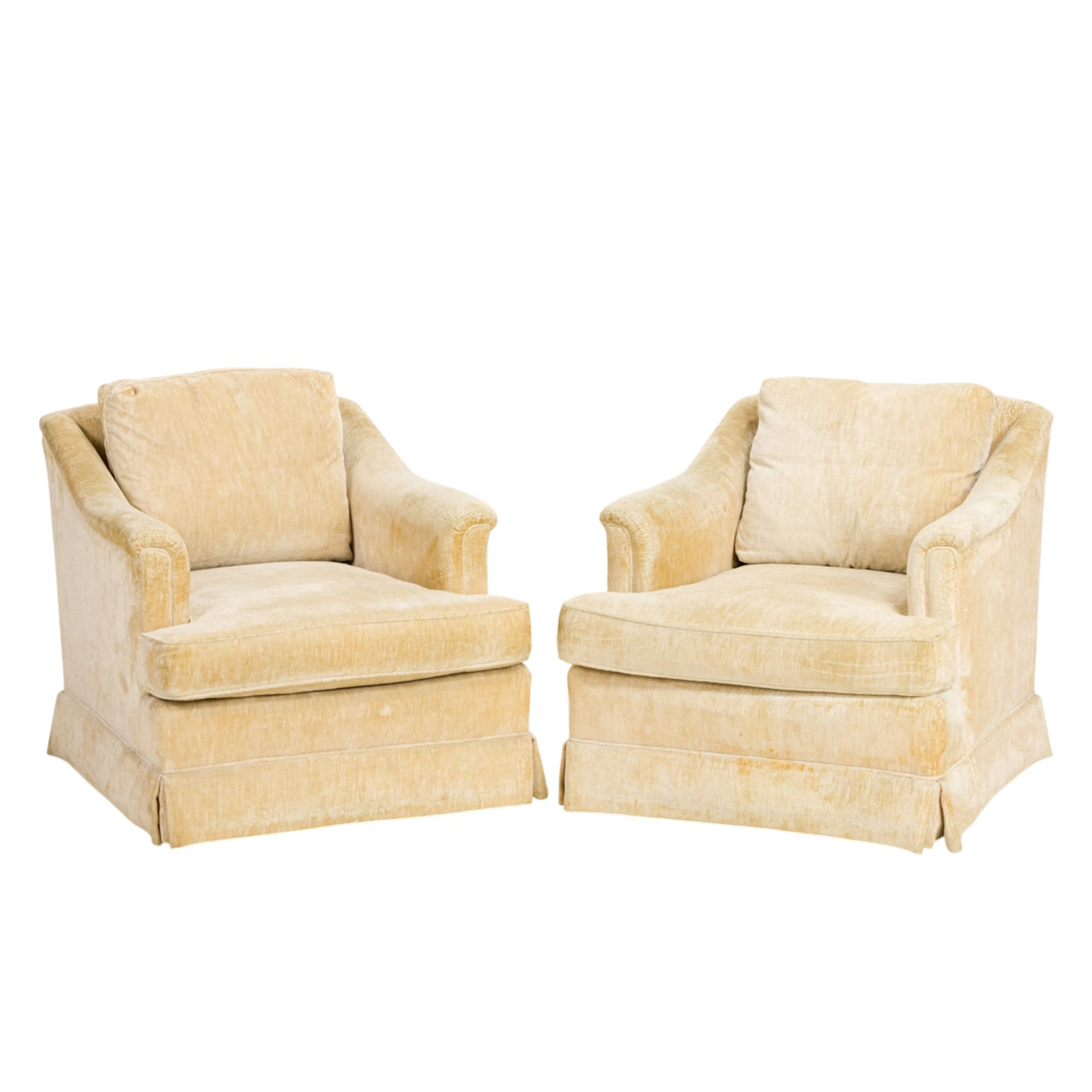 A pair of vintage Henredon feather filled club chairs upholstered