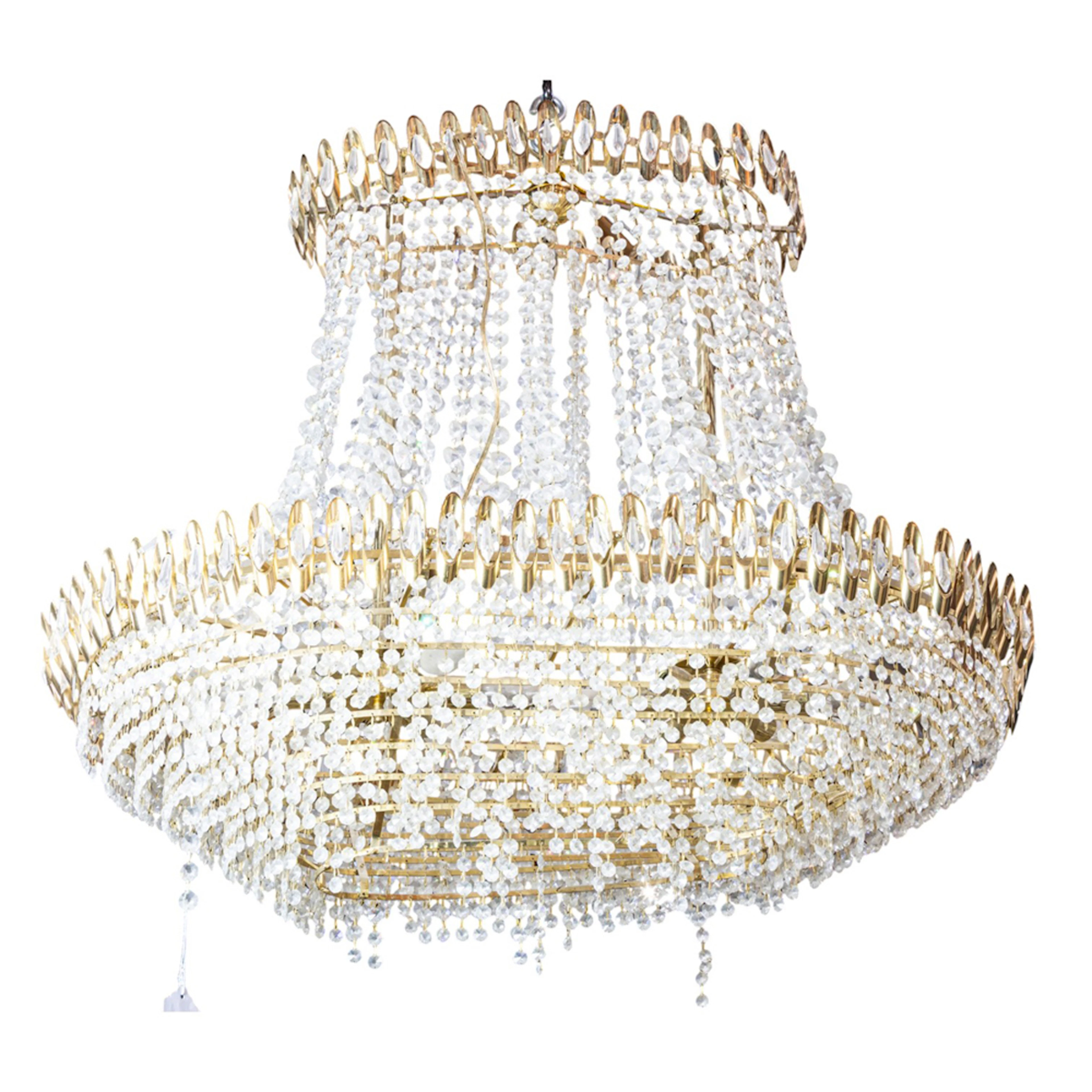 A large vintage Italian cut glass oval chandelier