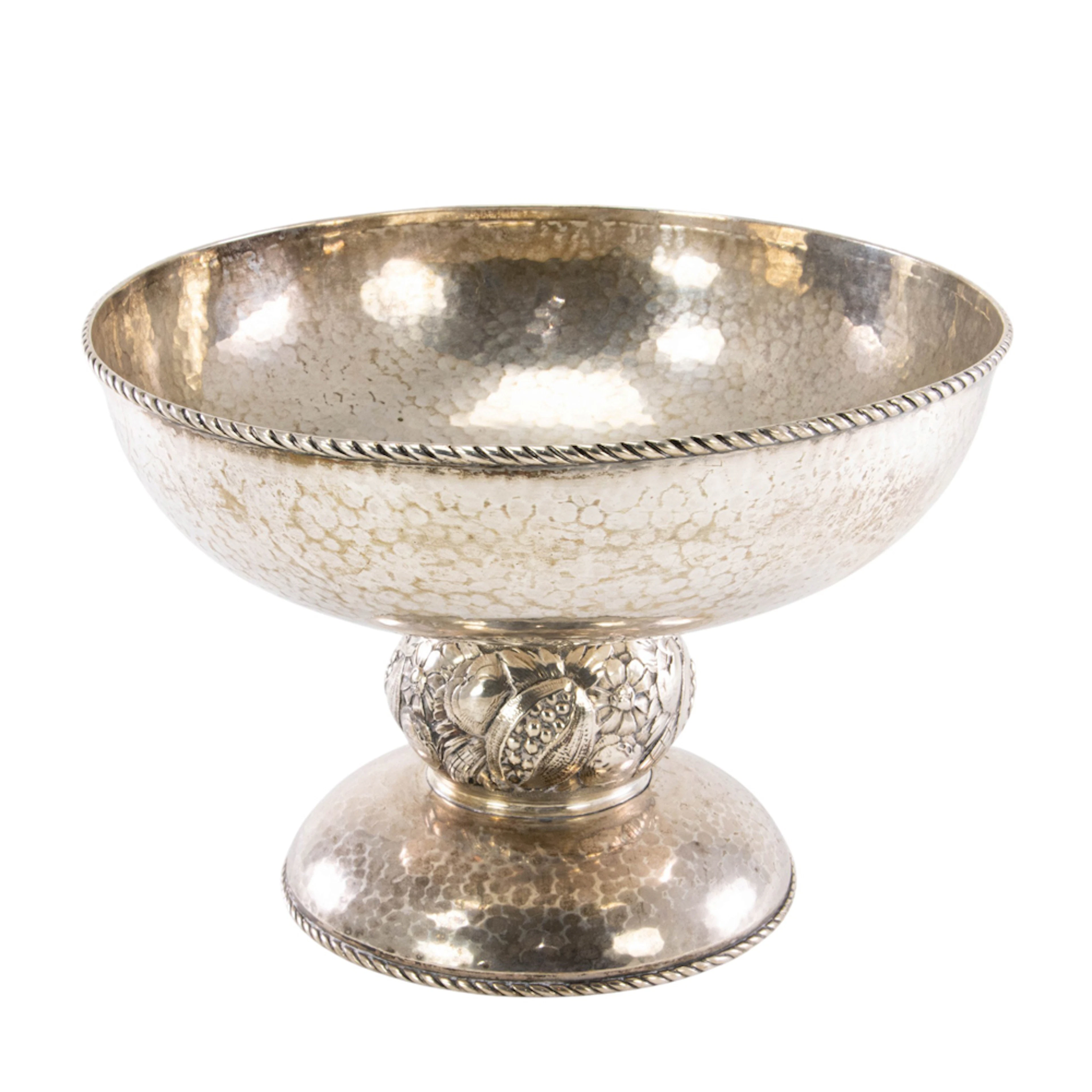 A German handwrought 800 silver pedestal bowl, Otto Wolter