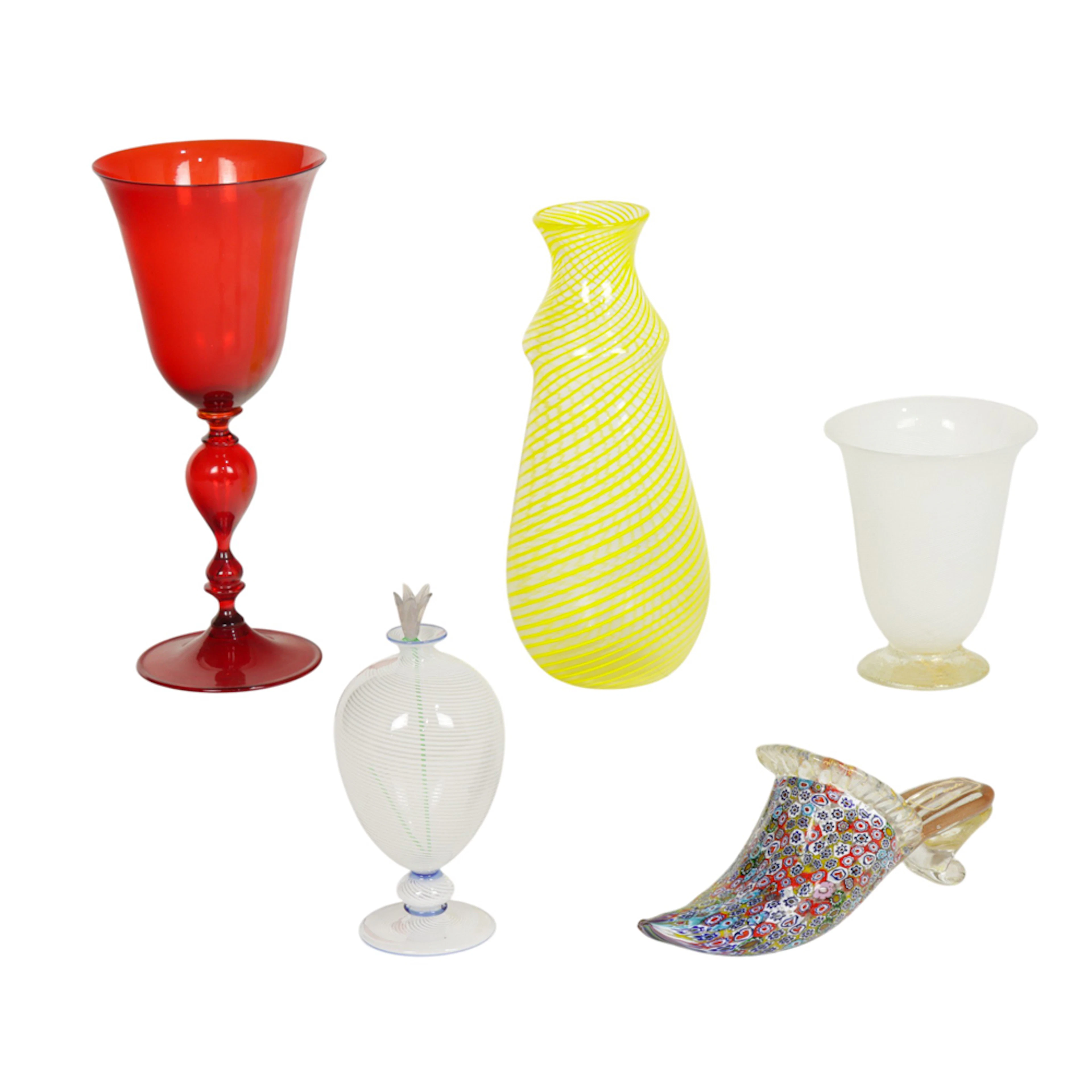 Five Murano glass articles
