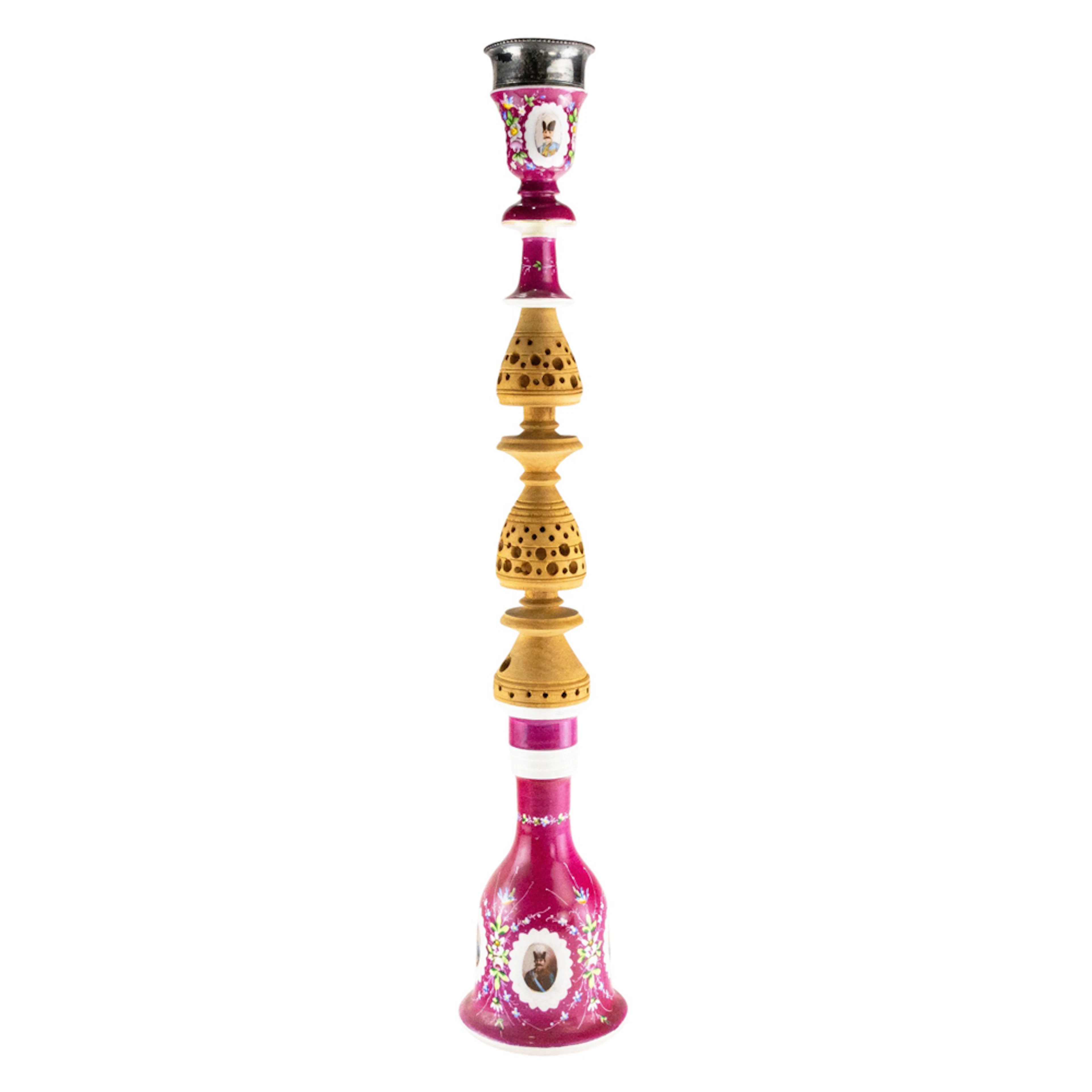 A Russian silver mounted porcelain hookah for the Persian market