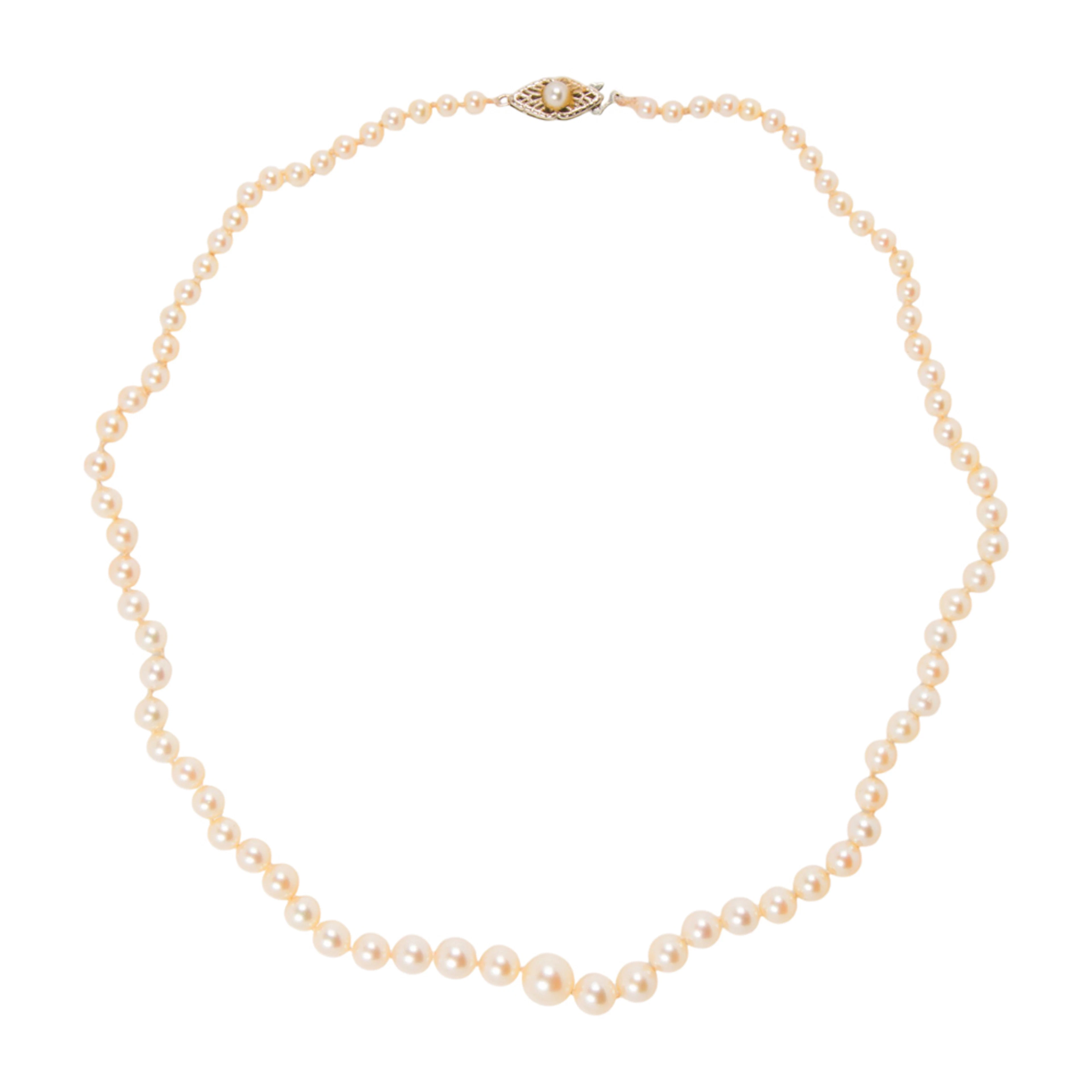 A cultured pearl and 14k white gold necklace