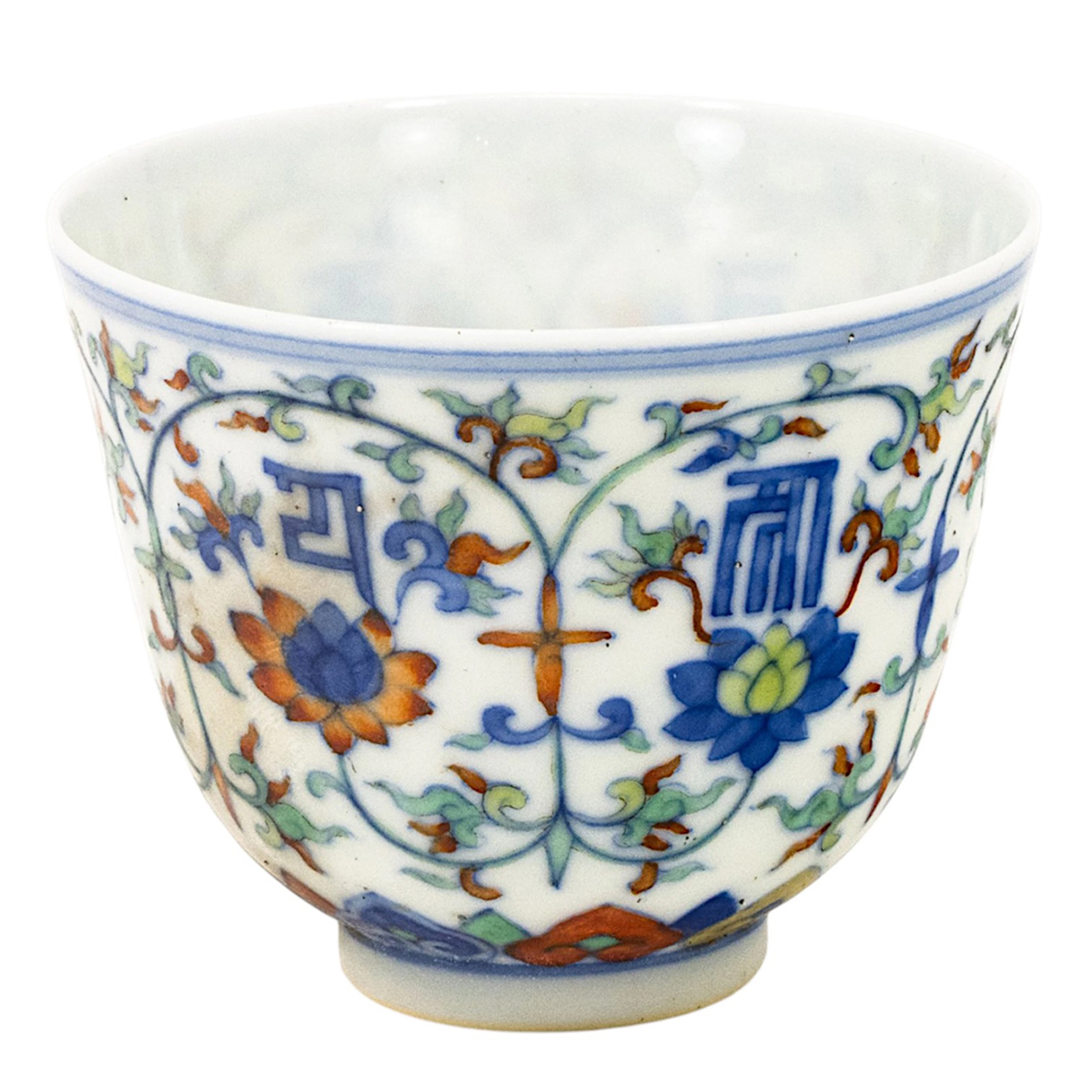 A Chinese doucai 'lotus' wine cup