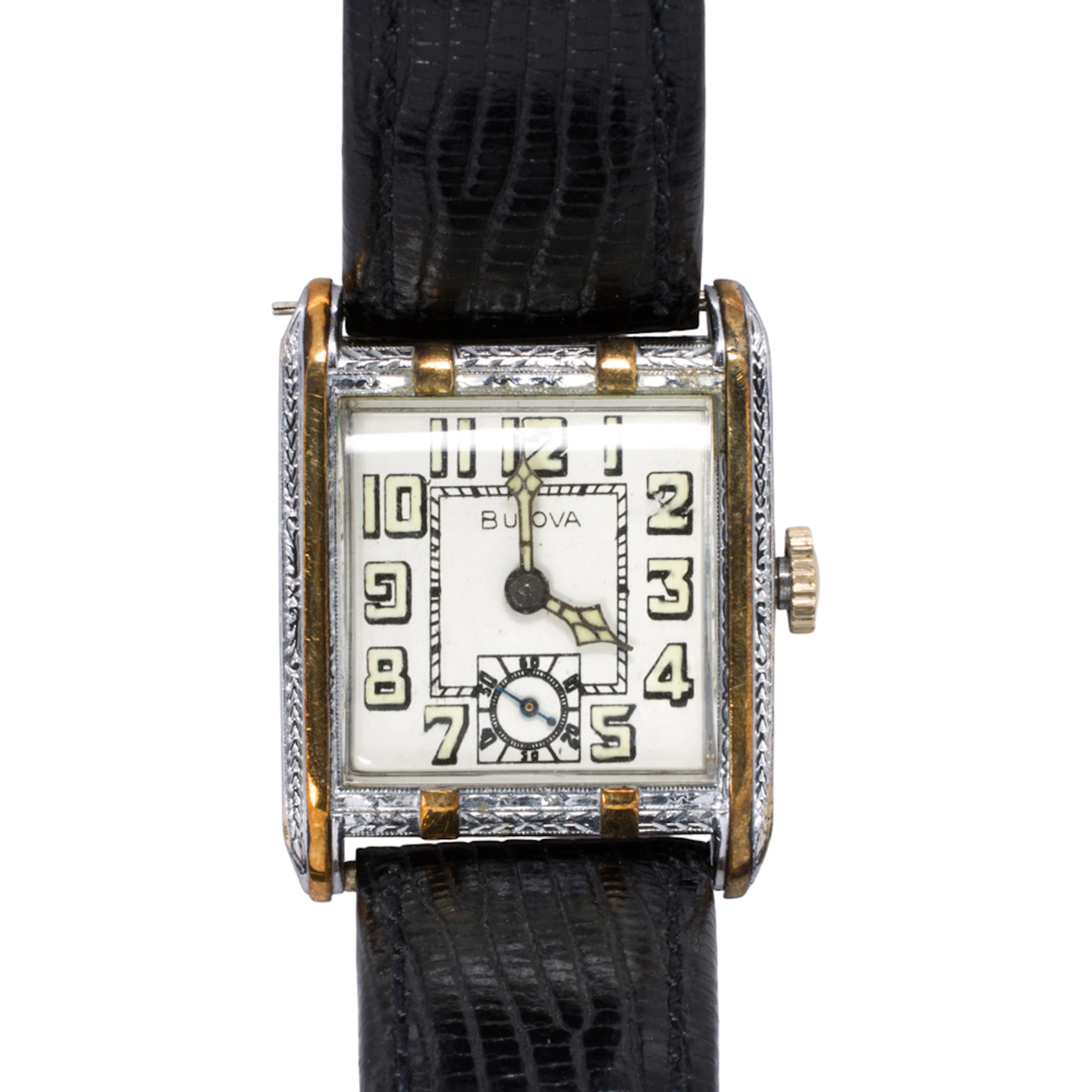 An Art Deco Bulova 14k gold filled watch