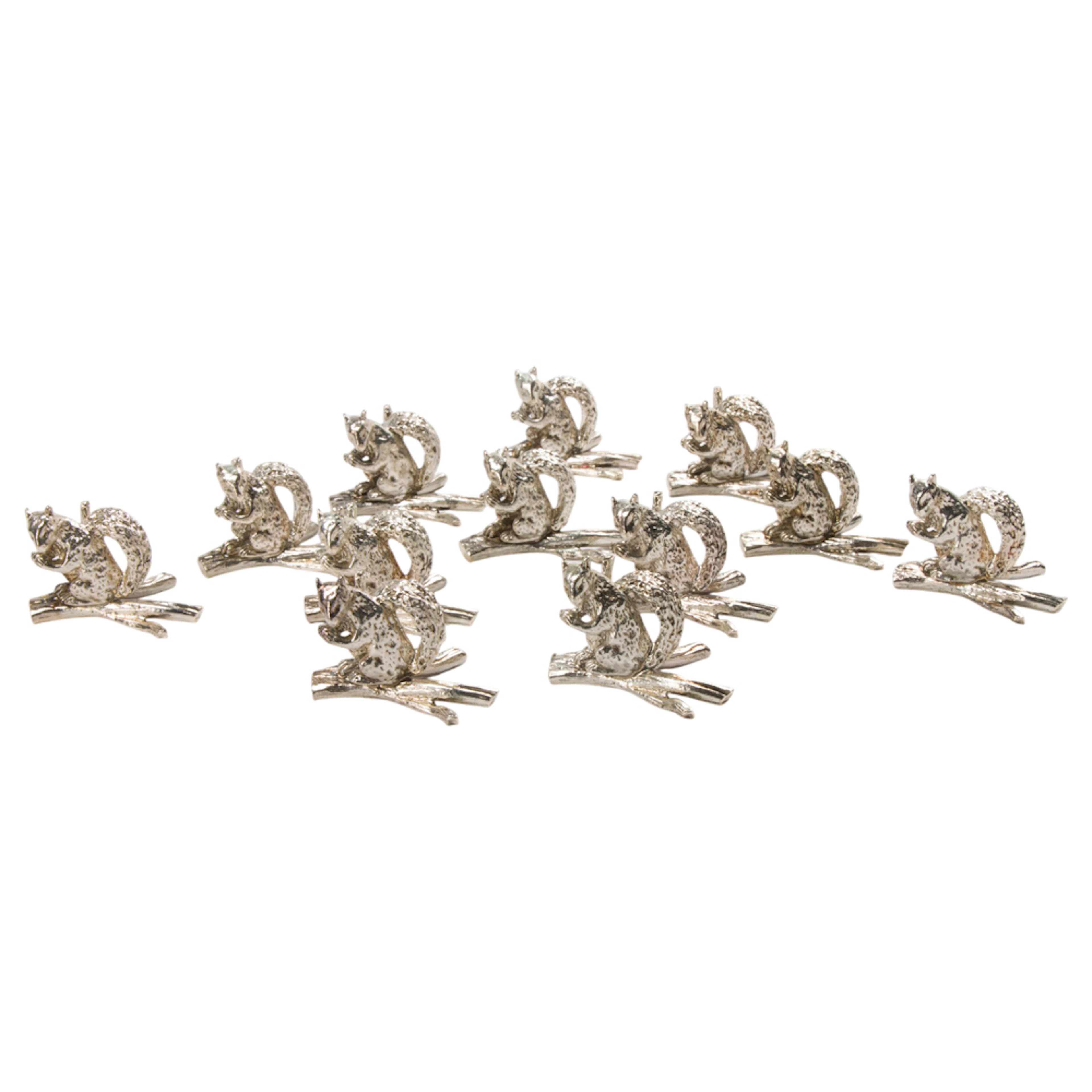 A boxed set of twelve Tiffany and Co New York squirrel place card