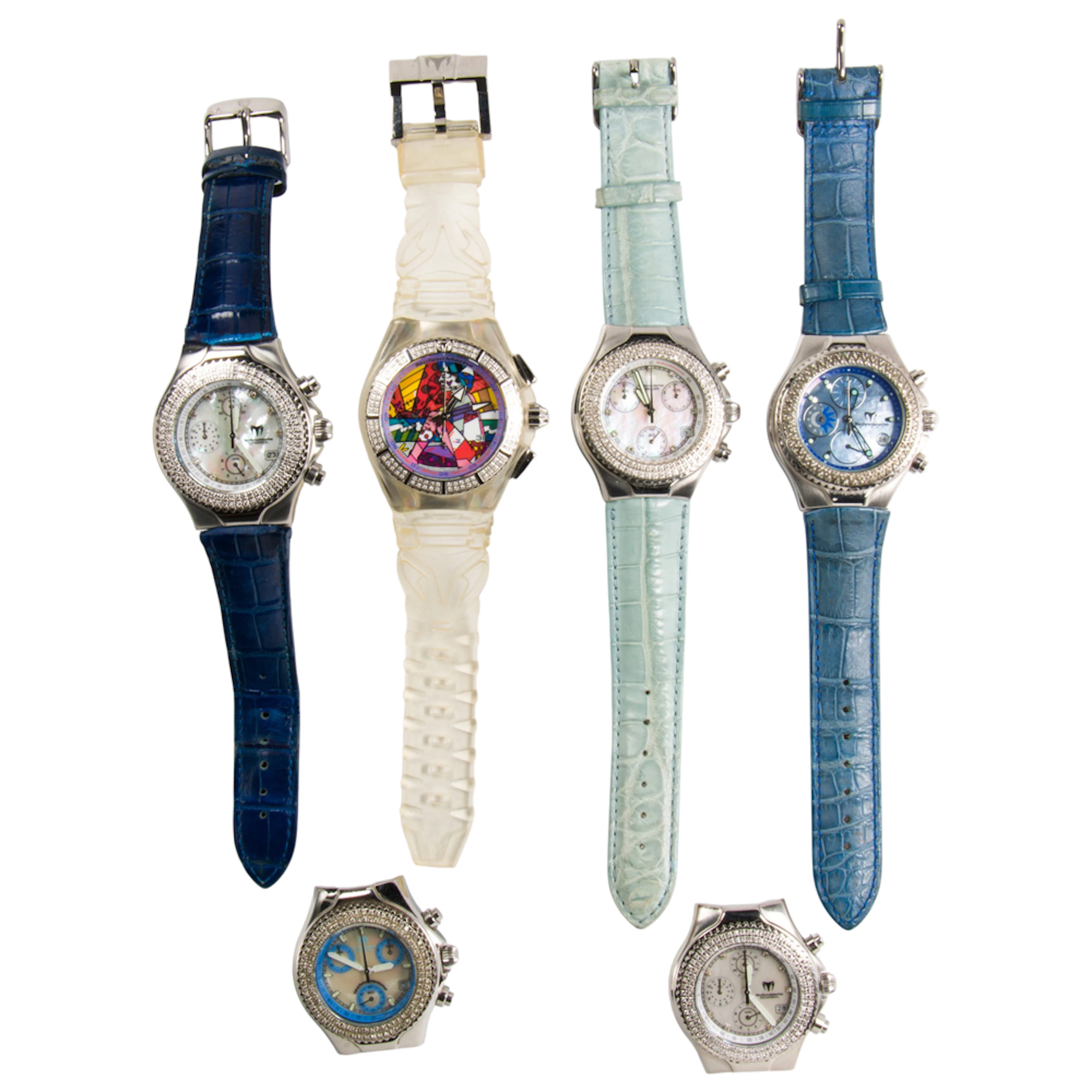 Six diamond-set TechnoMarine watches and cases
