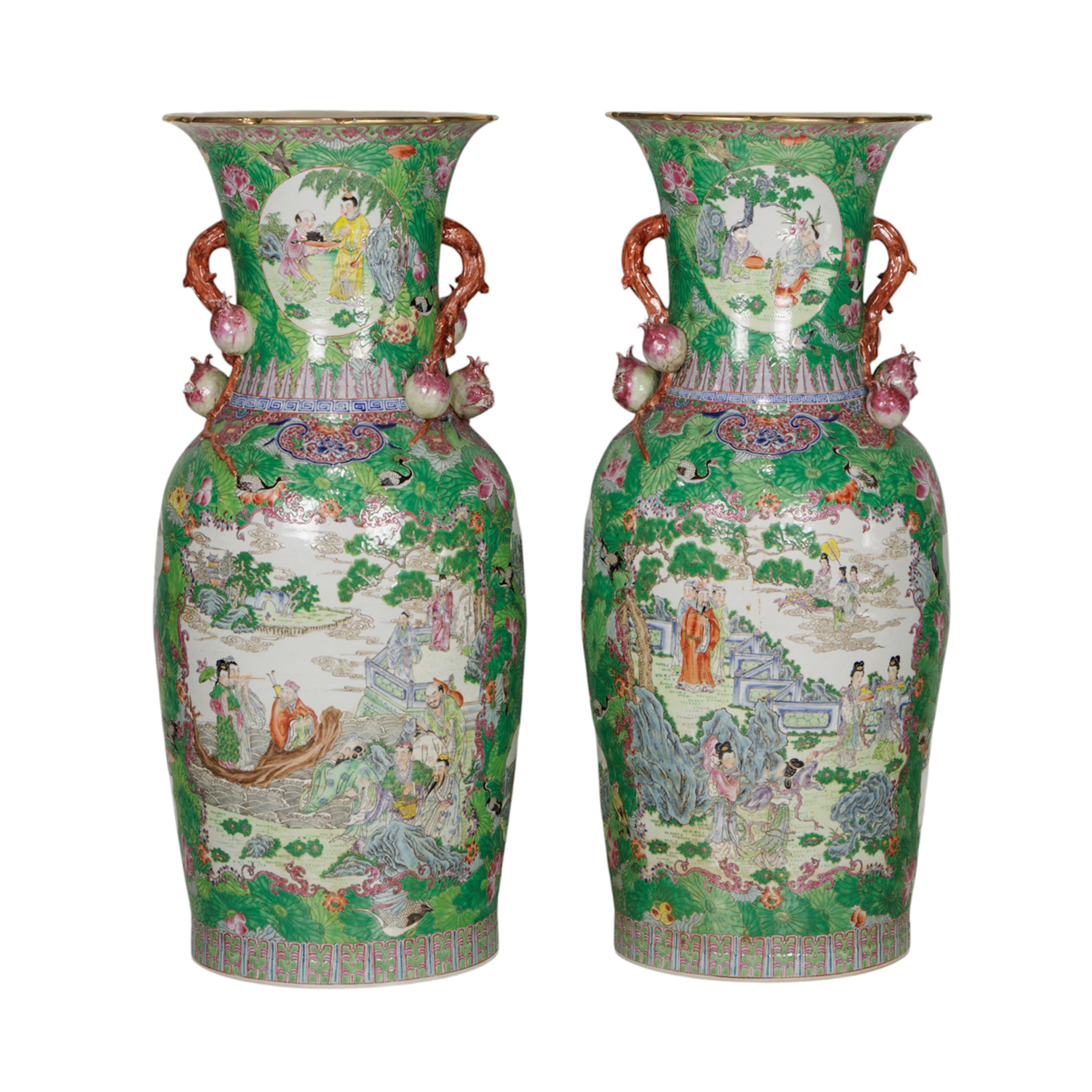 A pair of Chinese famille rose hall vases