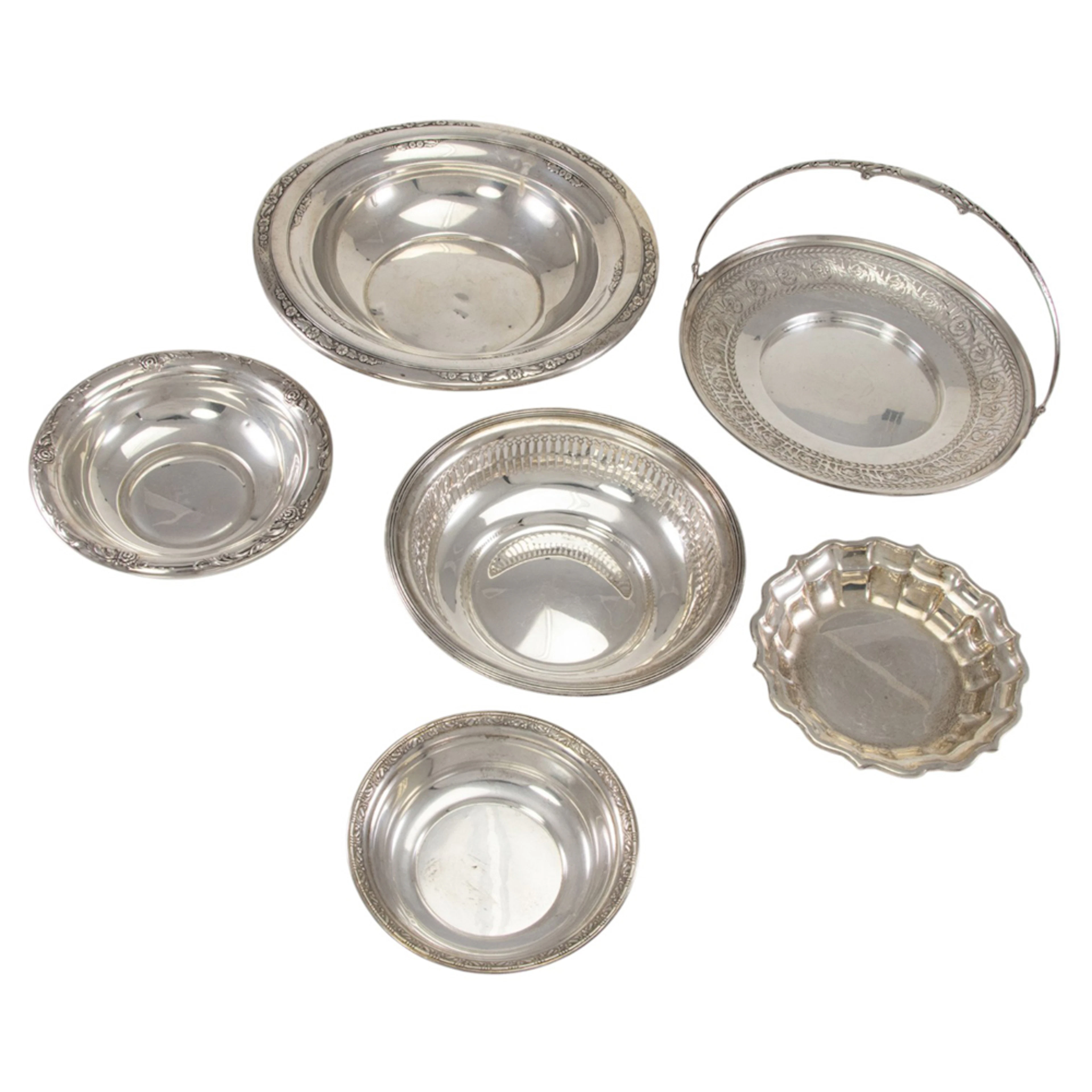A group of sterling hollowware