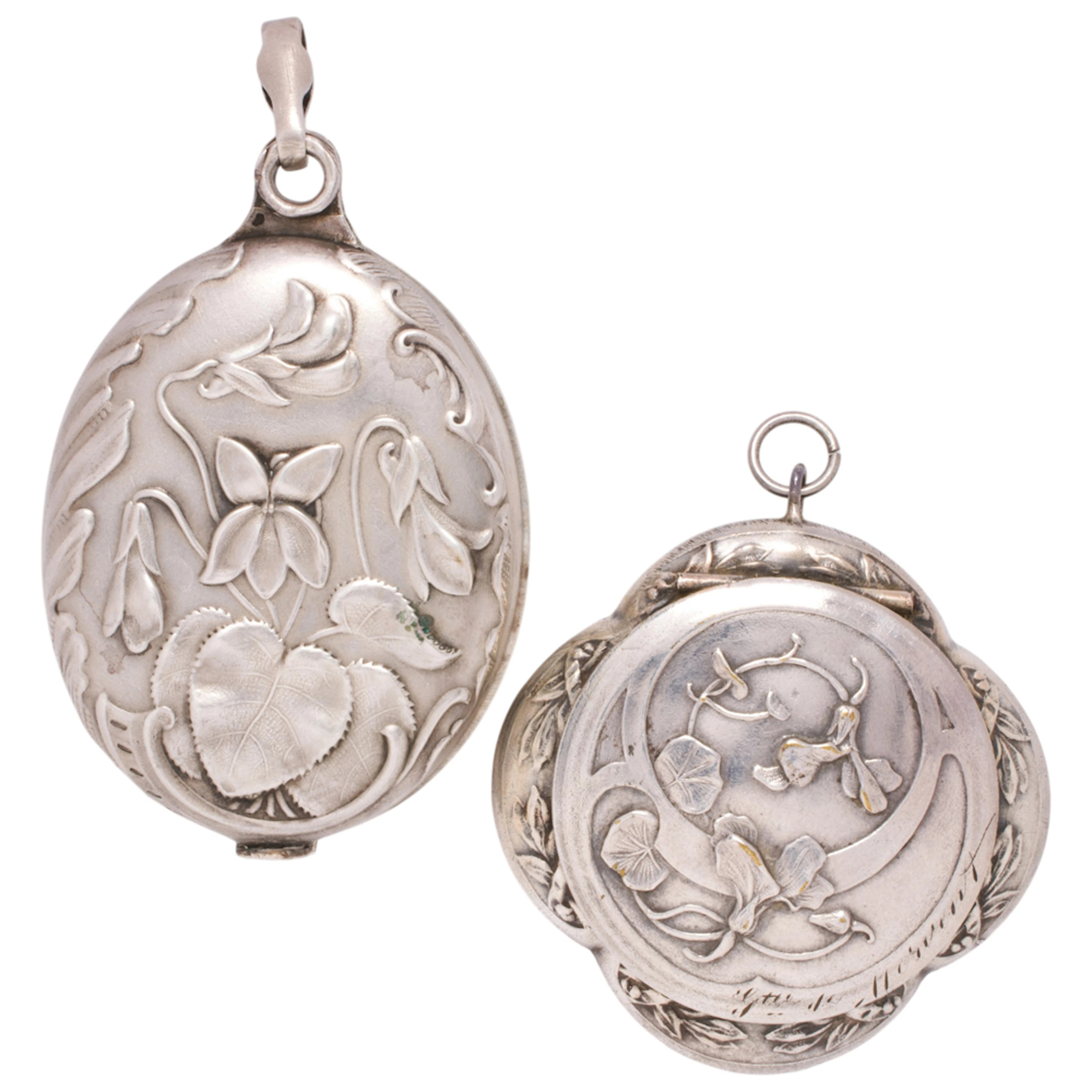 Two antique silver compacts