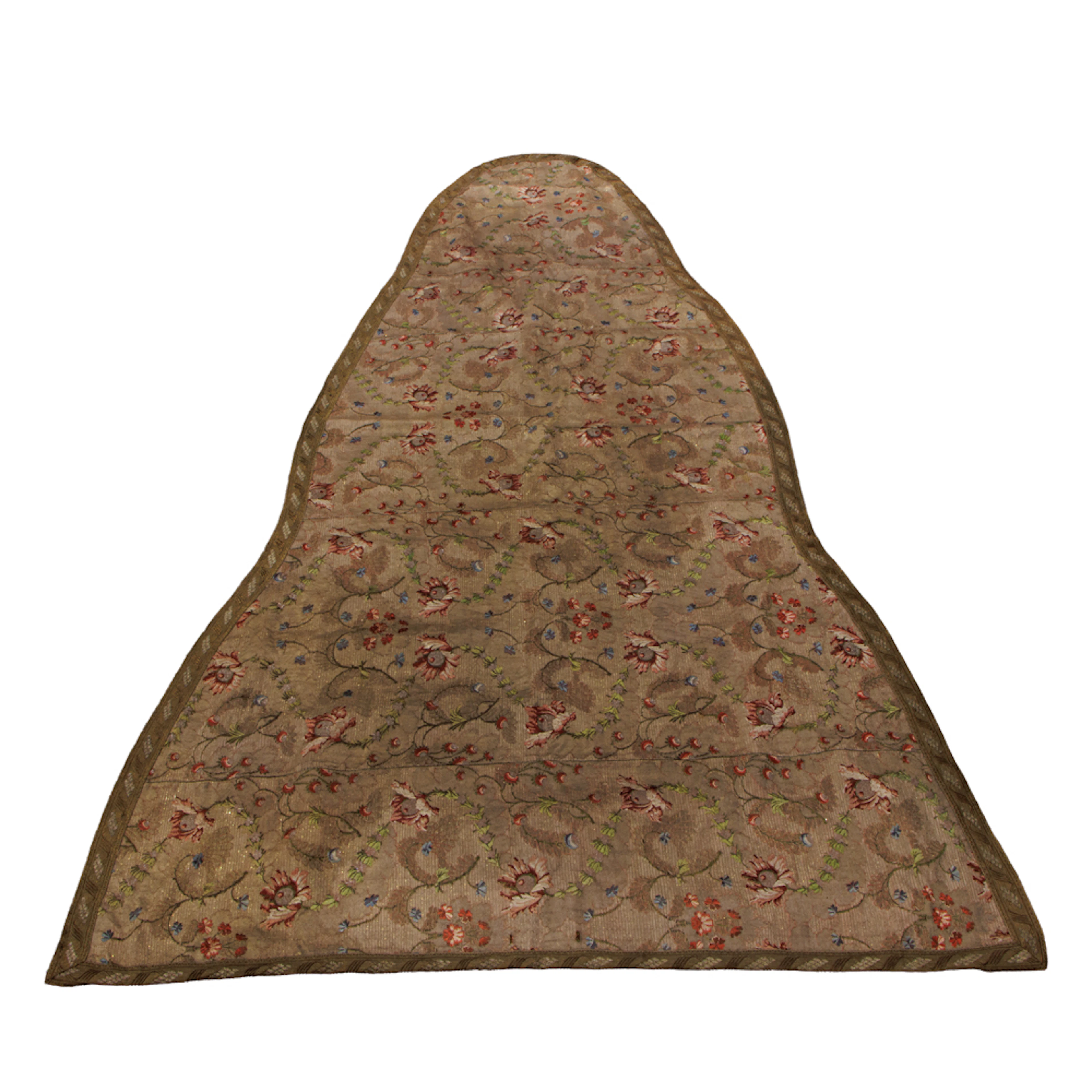 A Continental metallic thread and silk brocade panel