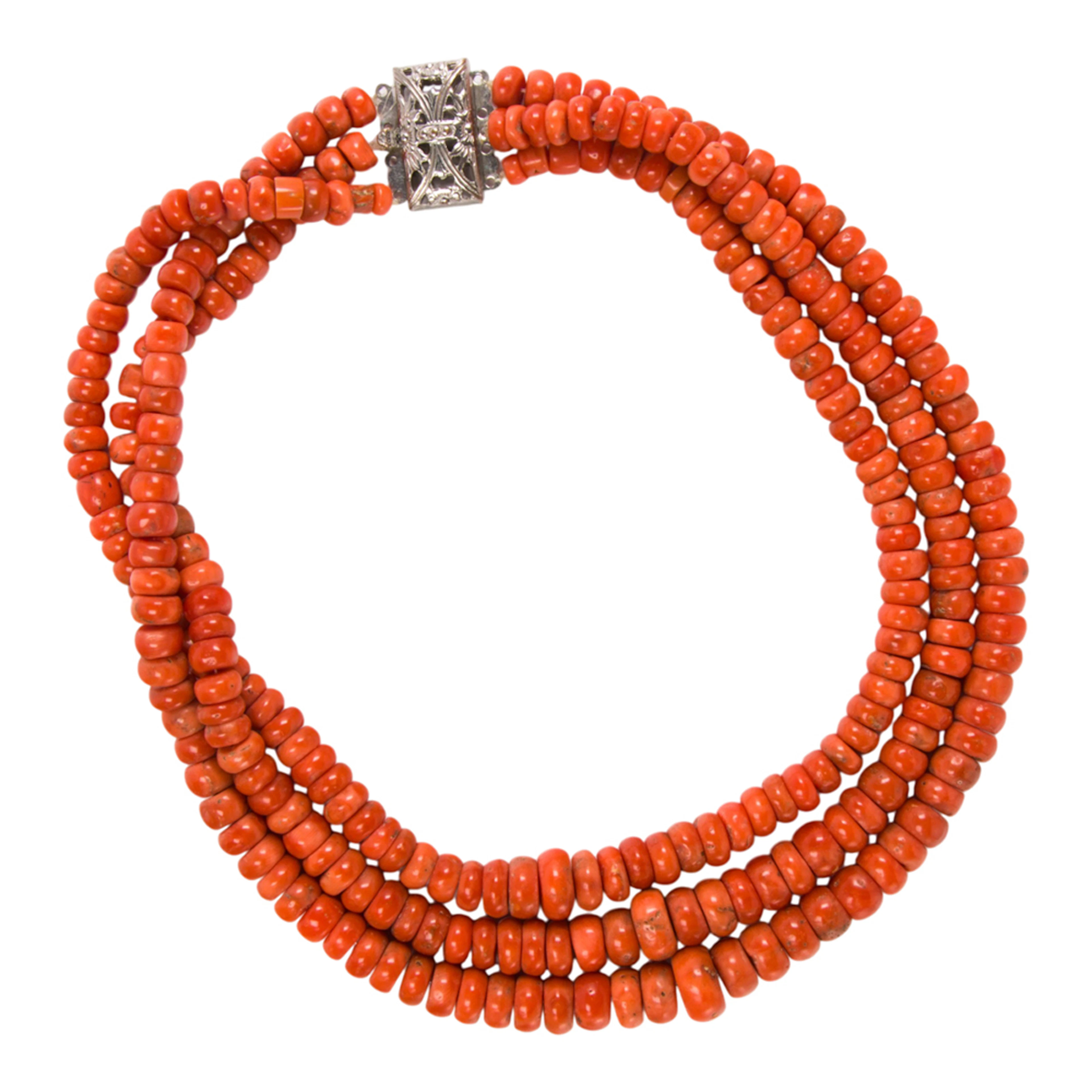 A triple strand coral necklace