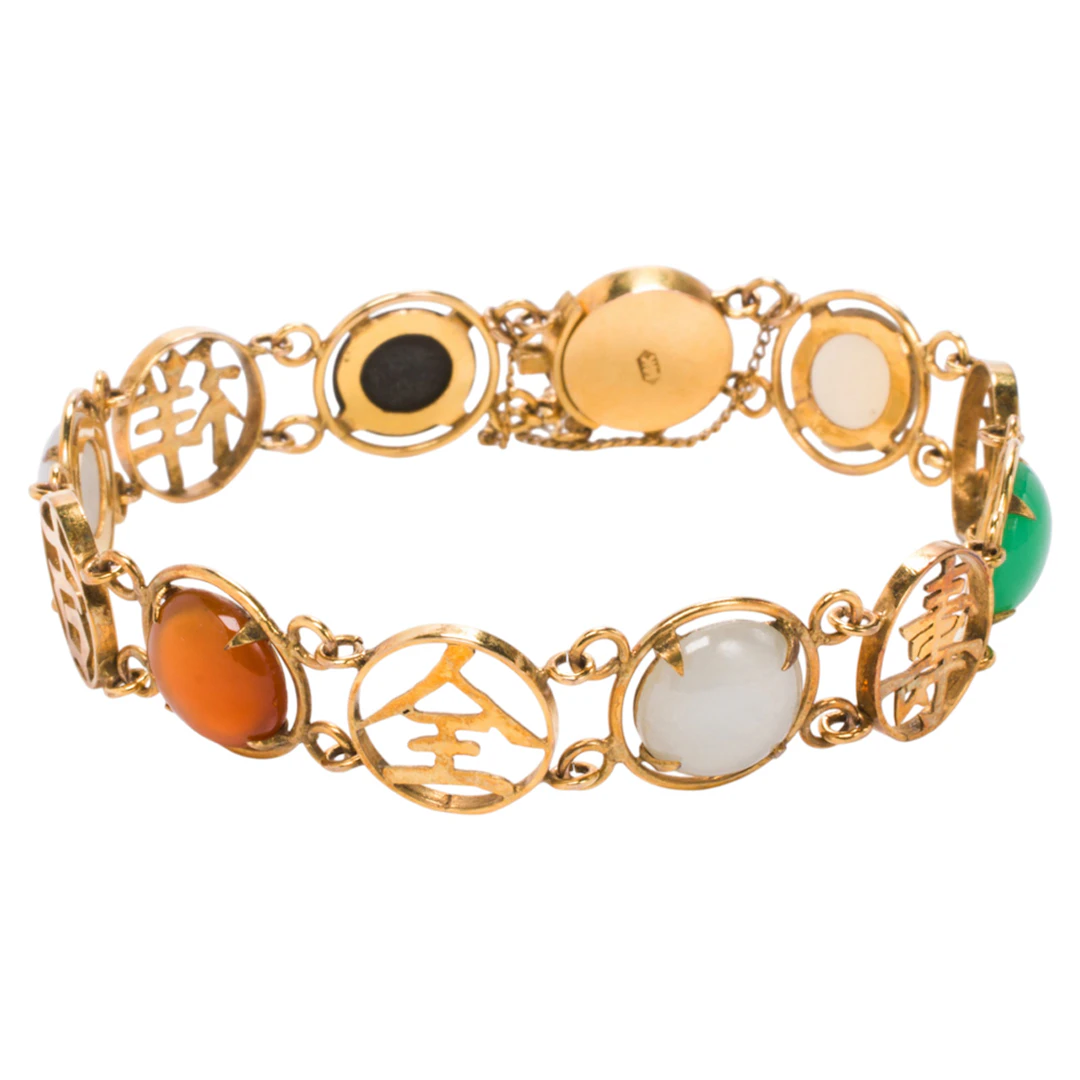 A stone-set and 14k gold bracelet