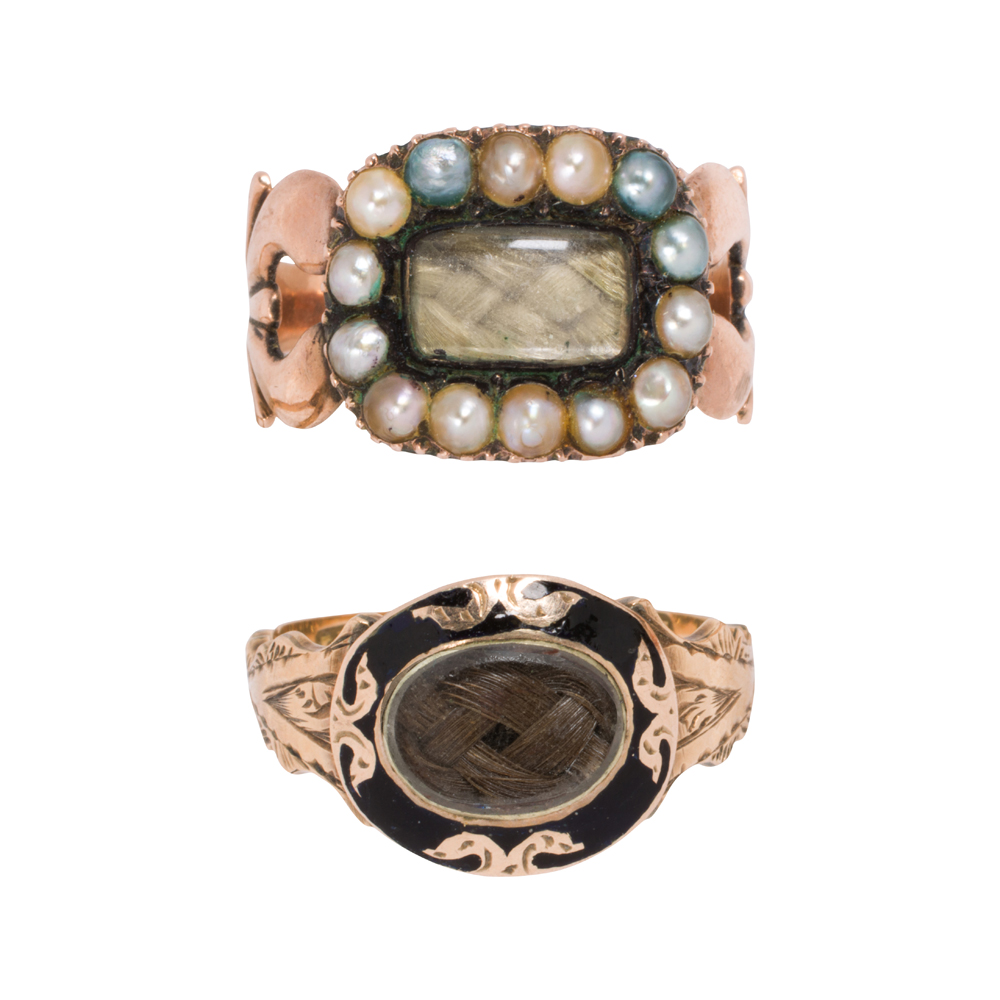 Two Victorian gold mourning rings