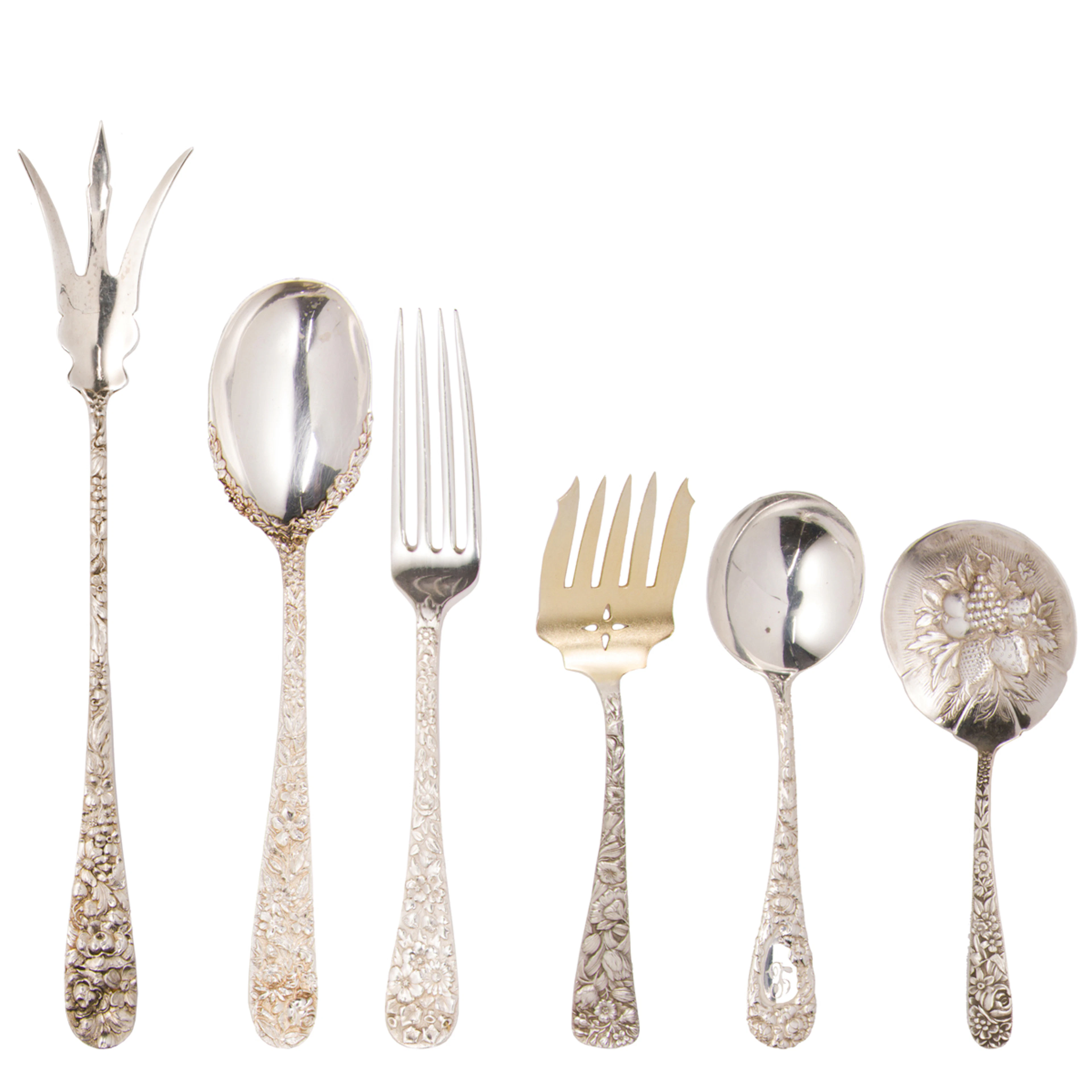 A Collection of Sterling flatware including S Kirk in Various Rose Patterns