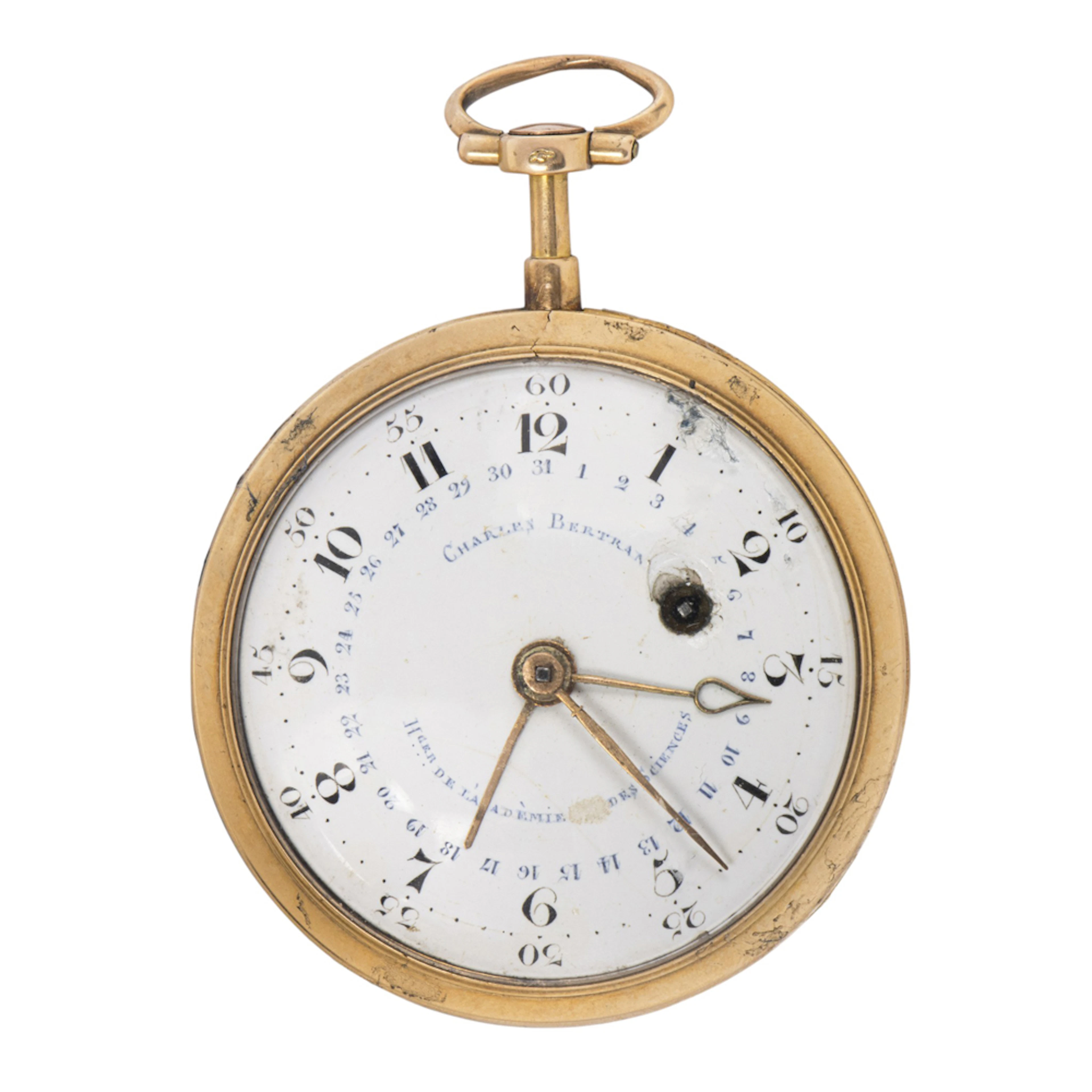An 18th century Charles Bertrand Academie des Sciences 18k gold pocket watch