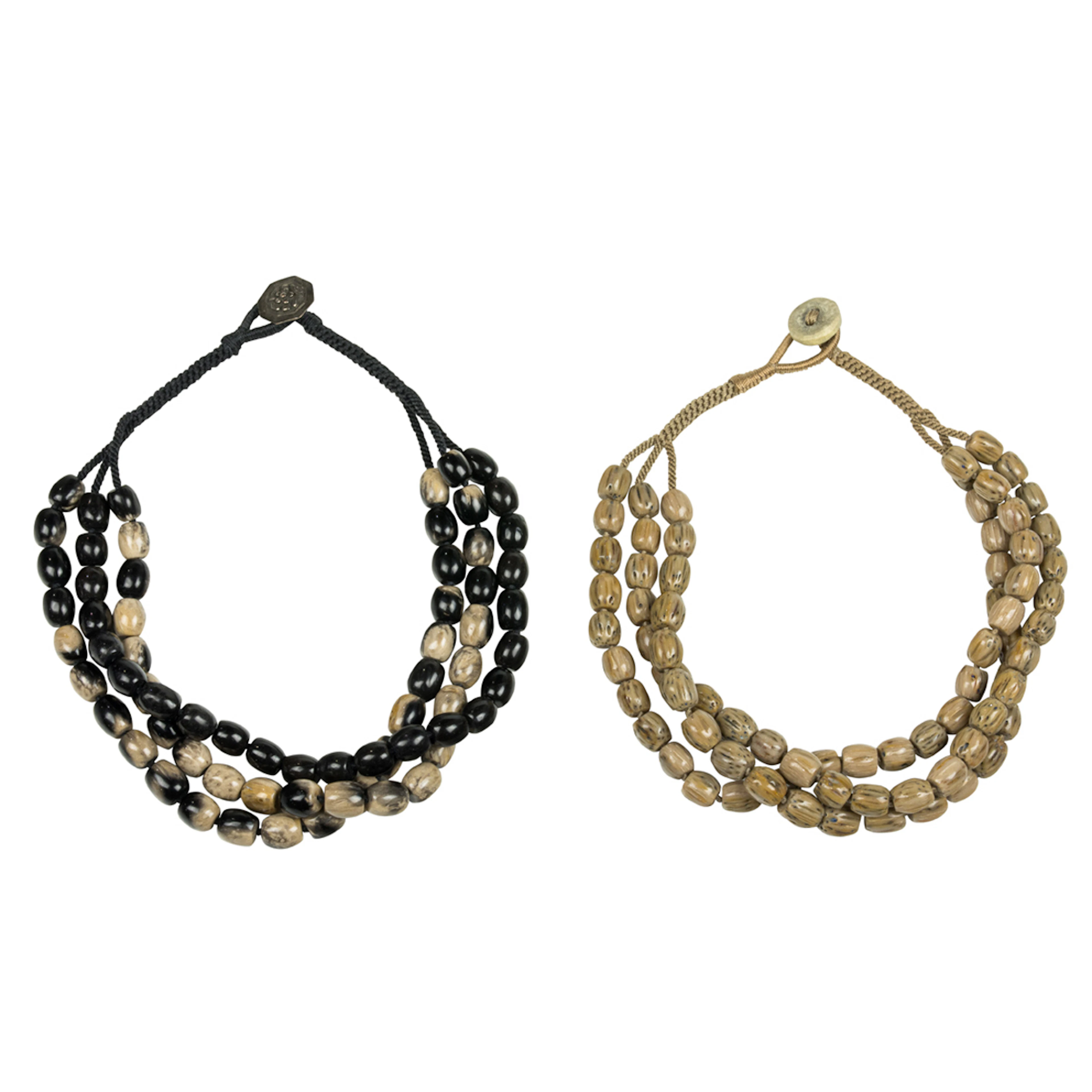 (lot of 2) Fossilized bead necklaces