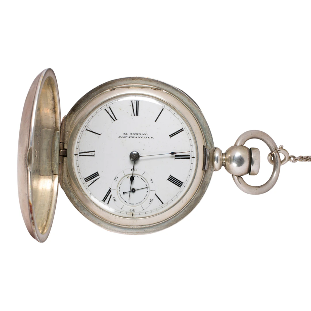 An M. Jordan coin silver pocket watch