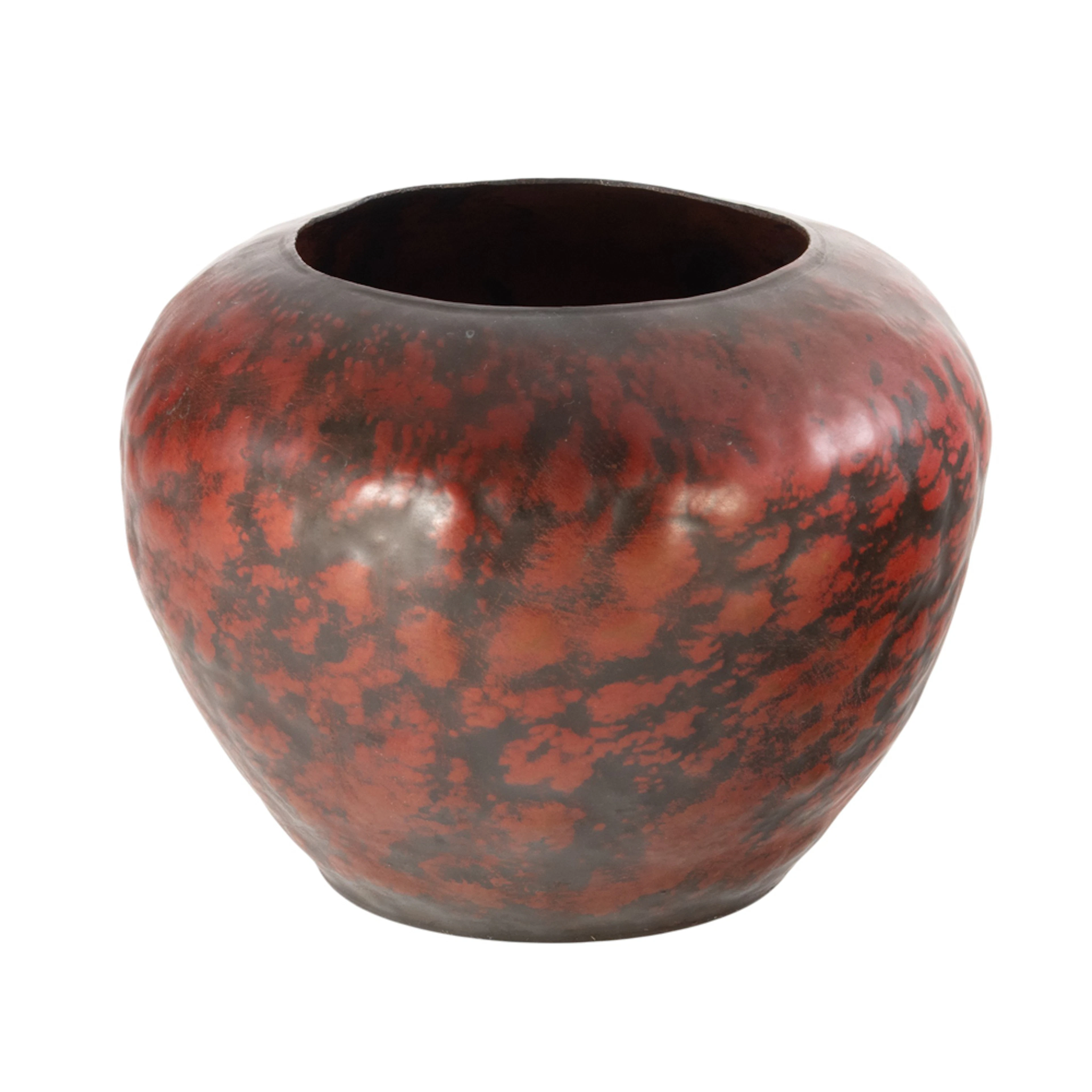 A Michael Adams hammered copper warty vase