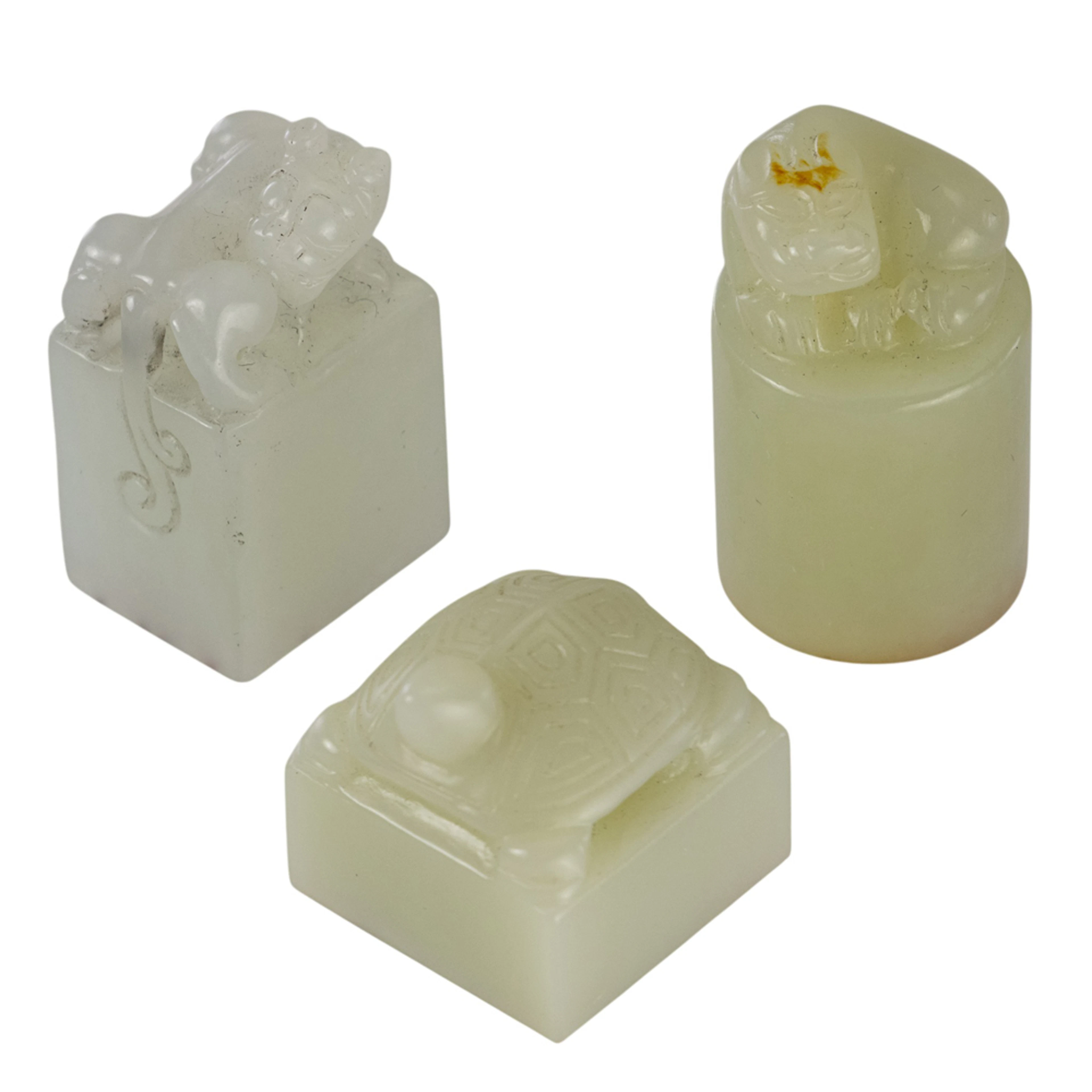 (lot of 3) Chinese white jade seals