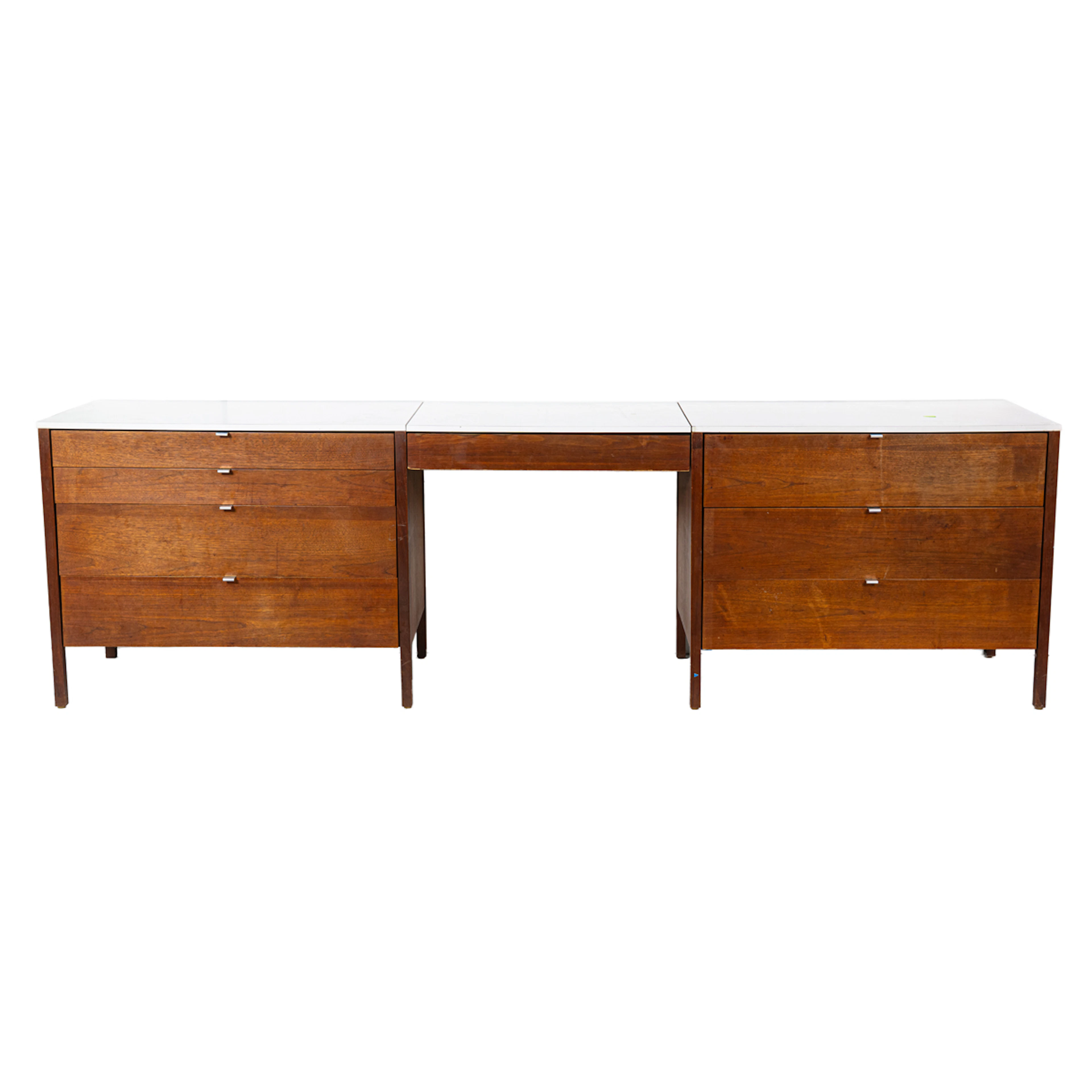 A Florence Knoll for Knoll teak vanity or desk with laminate tops