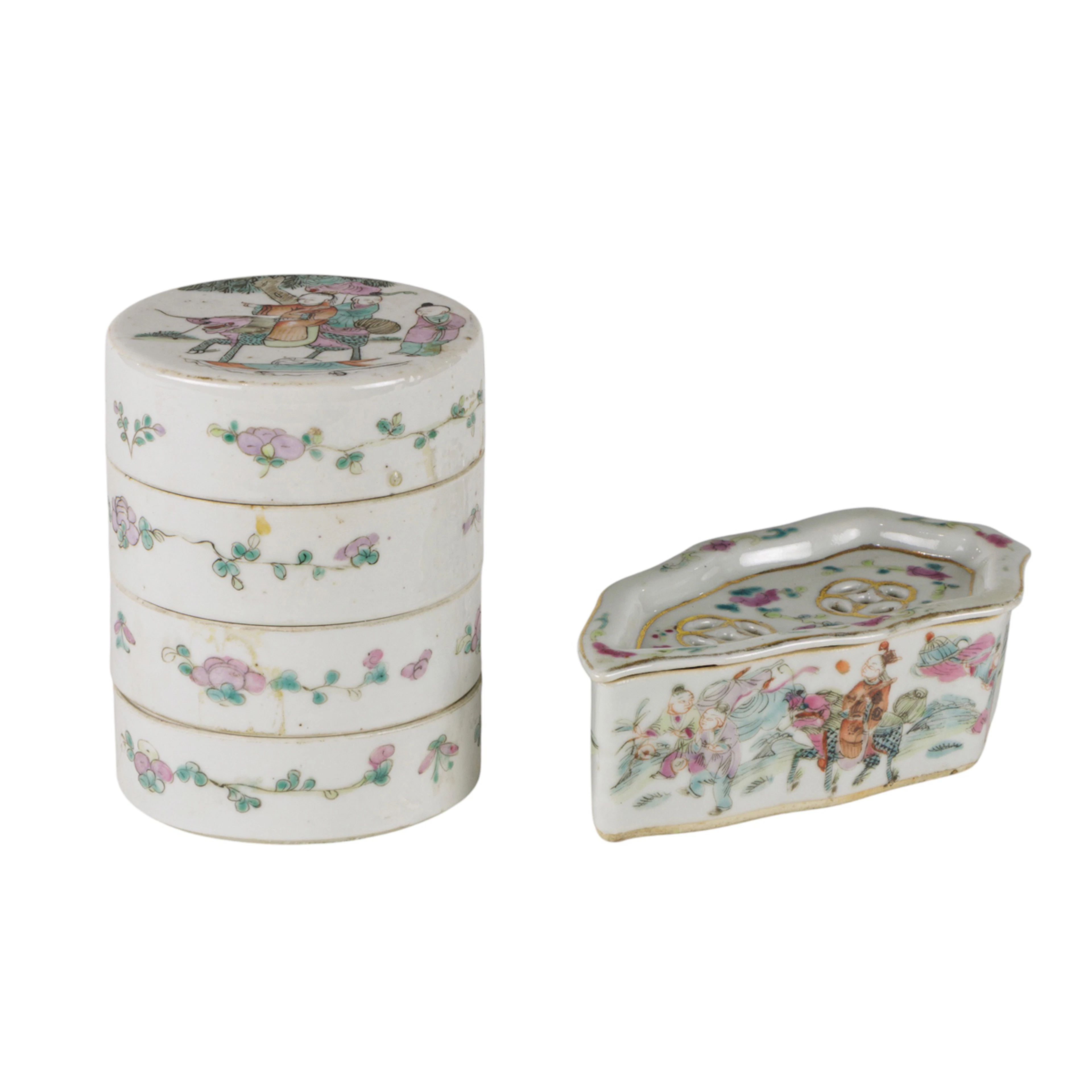 (lot of 2) Chinese famille rose boxes