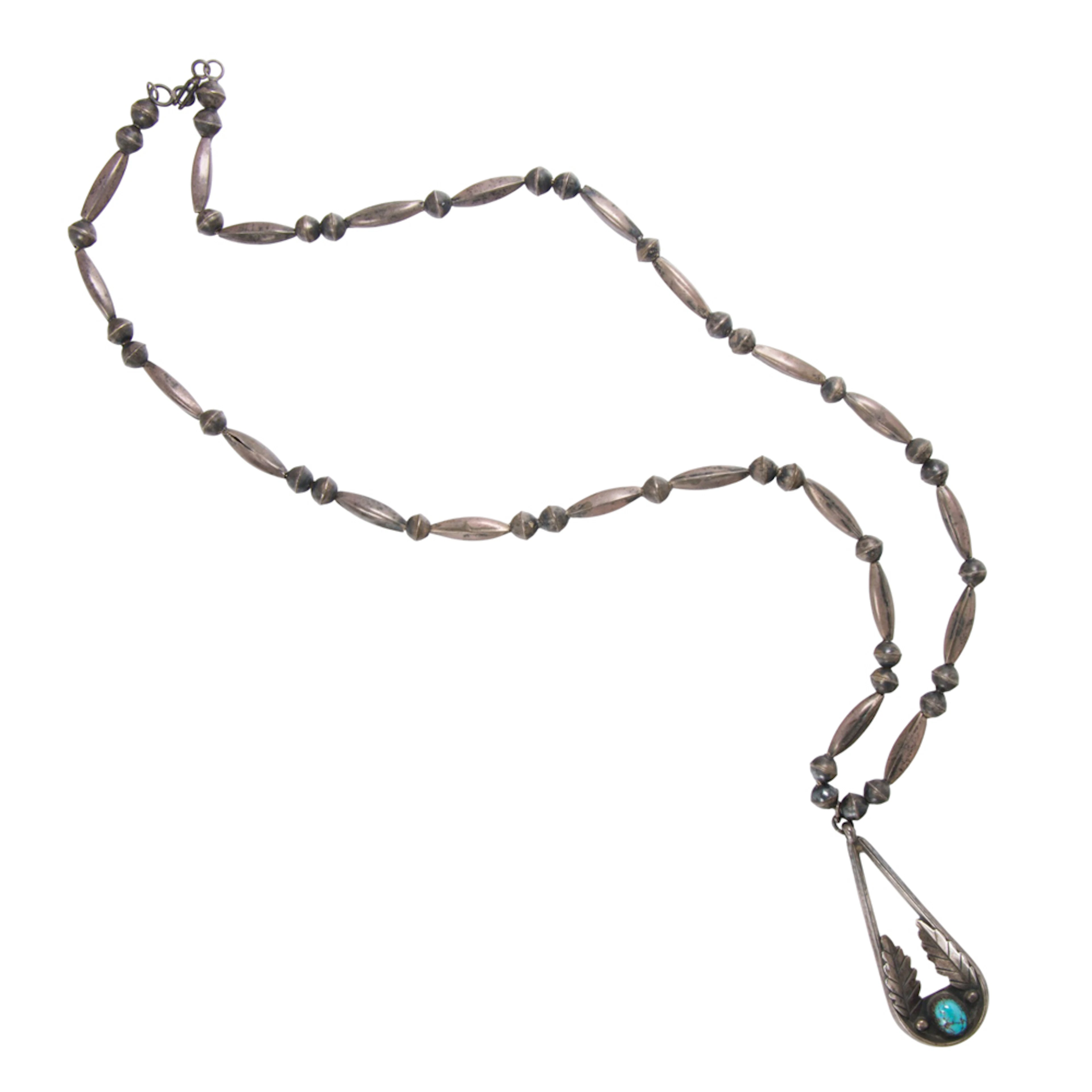 A Native American turquoise and silver necklace