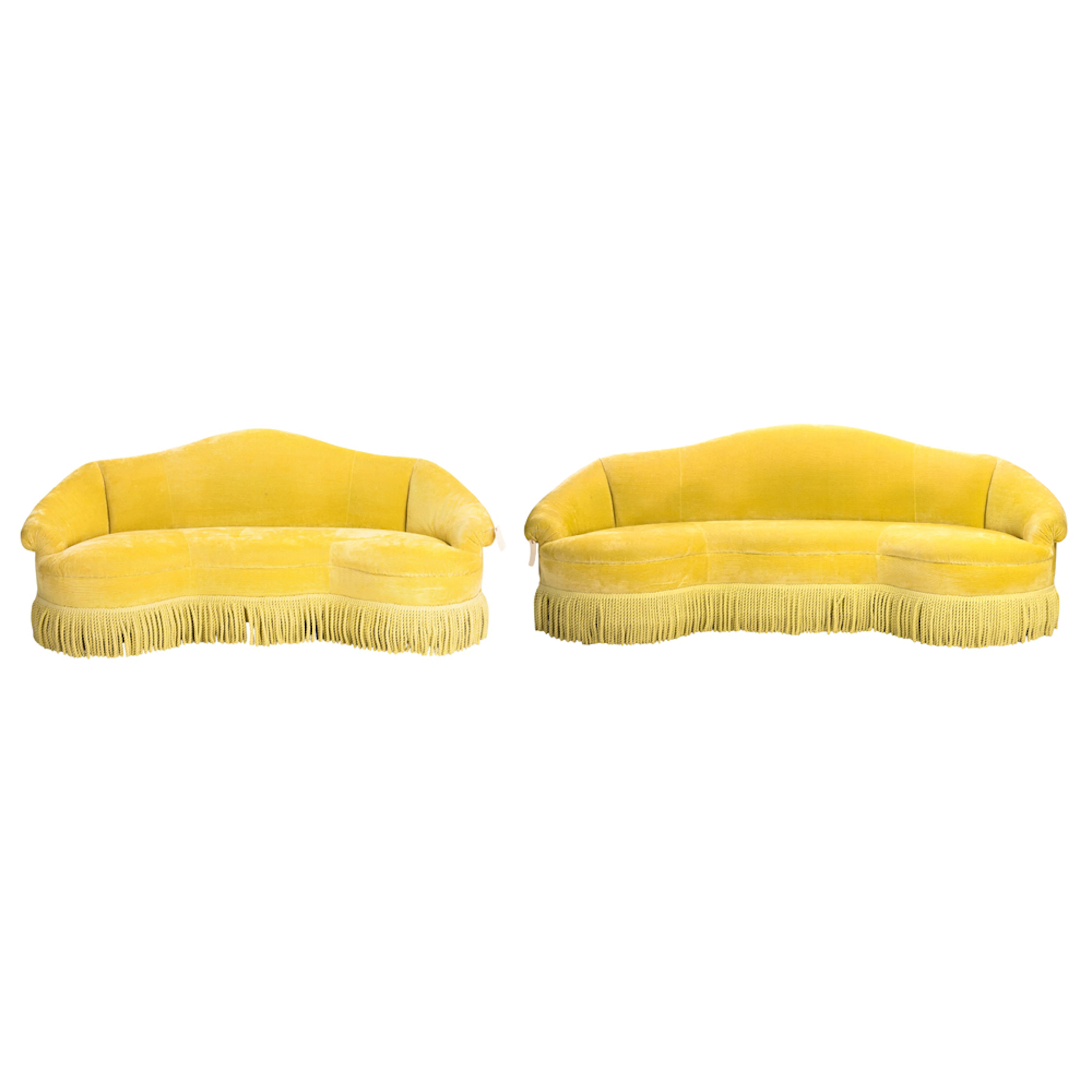 A pair of Michael Taylor corded velvet Paris sofas