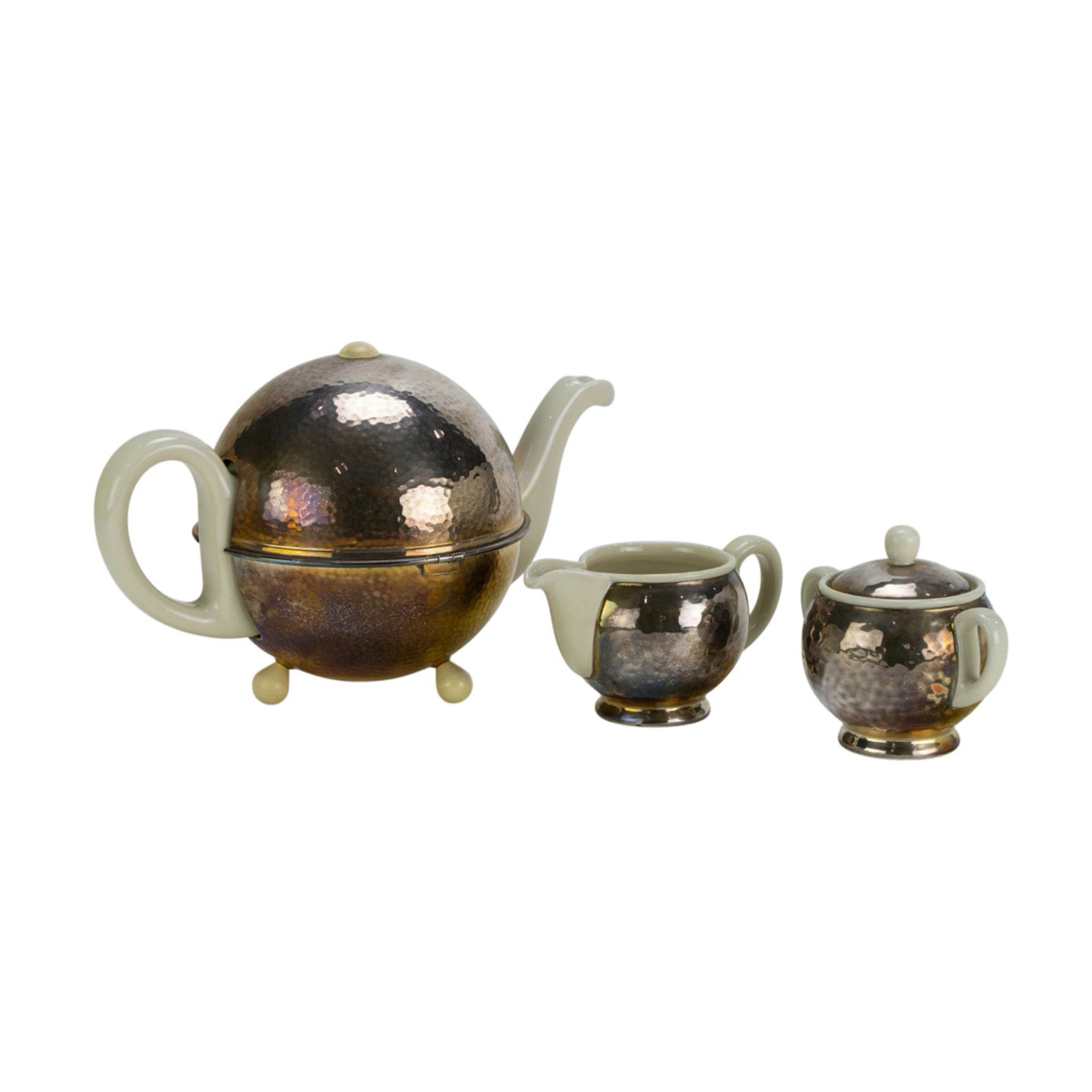 A Bauhaus silver plated insulated Hutschenreuther porcelain teaset