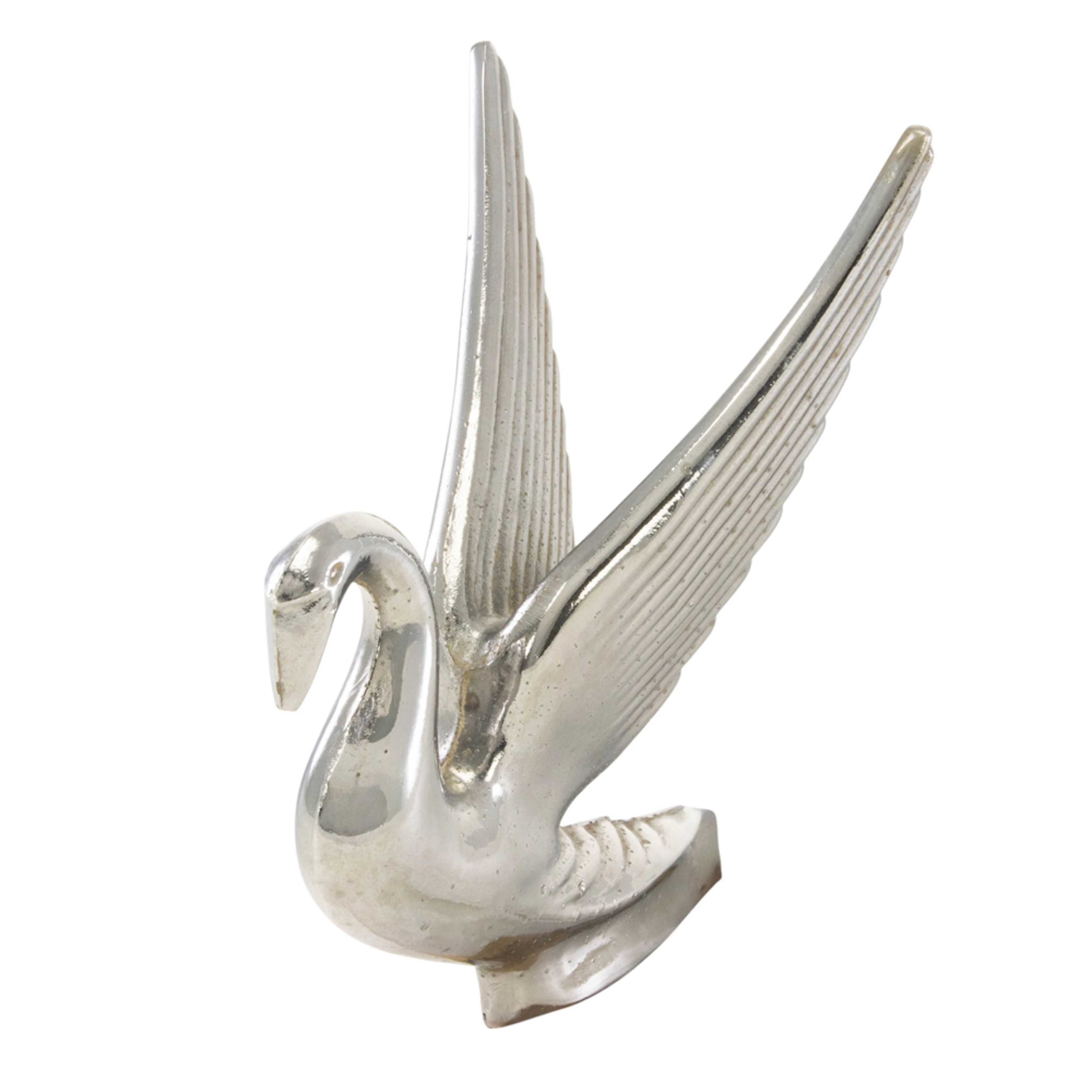 A chromed metal swan hood ornament