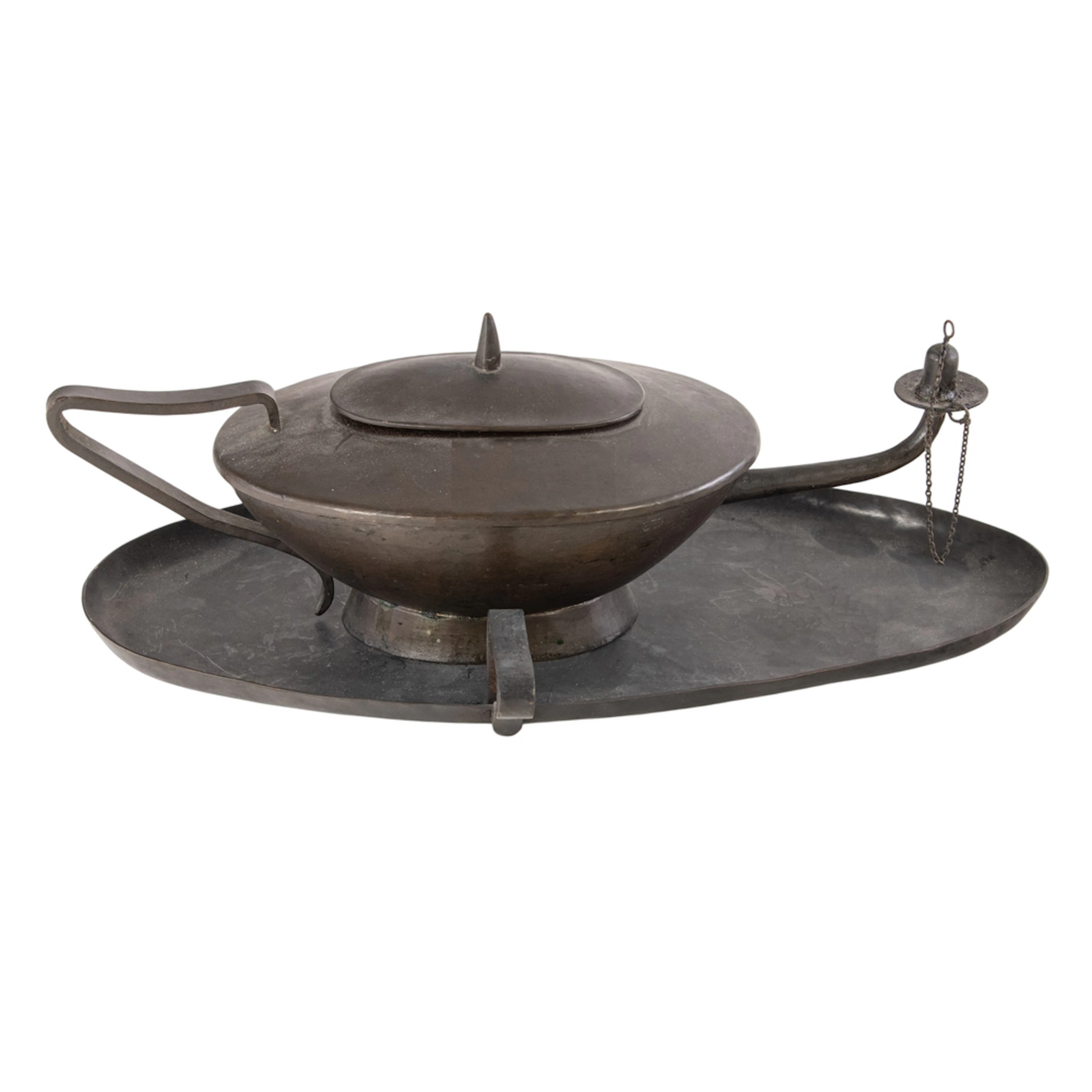 A Dirk van Erp oil lamp with Audel Davis tray
