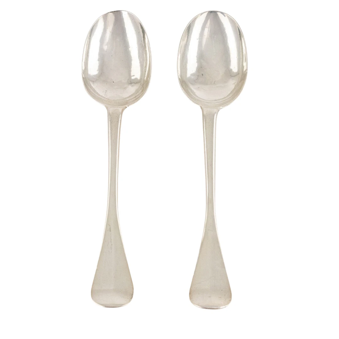 A pair of George I/George II silver tablespoons