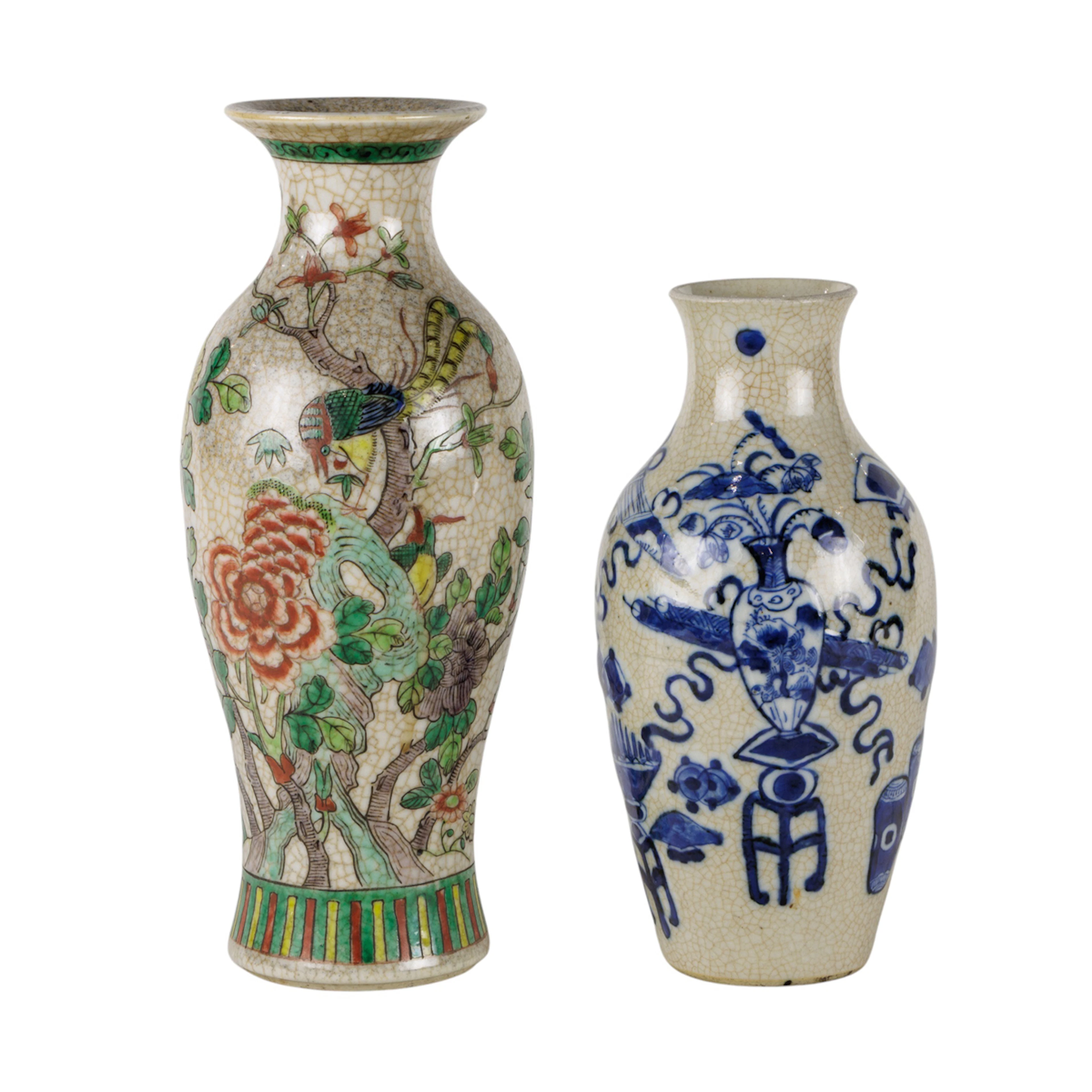 (lot of 2) Chinese crackled ground vases