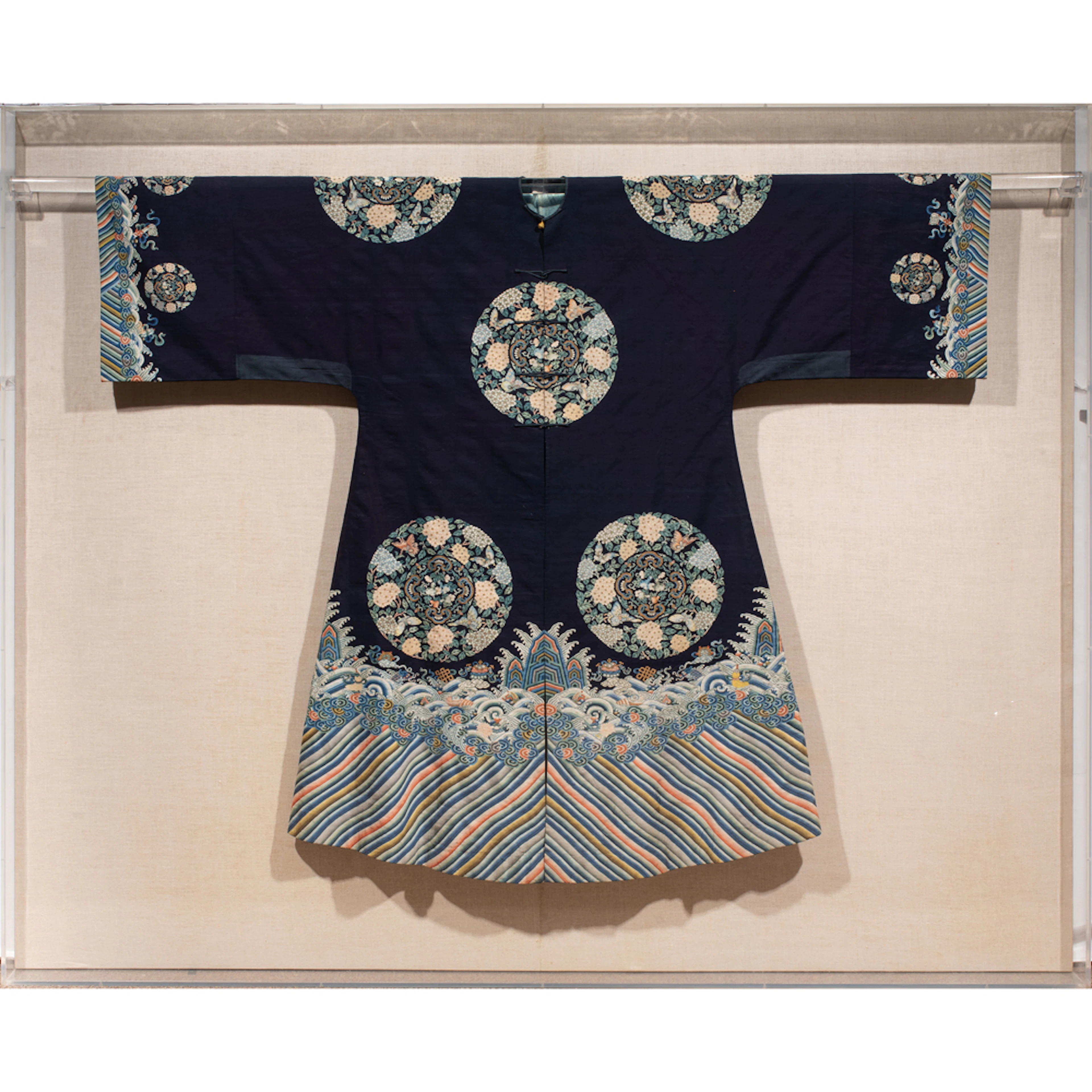 A Chinese semi-formal kesi blue-ground robe
