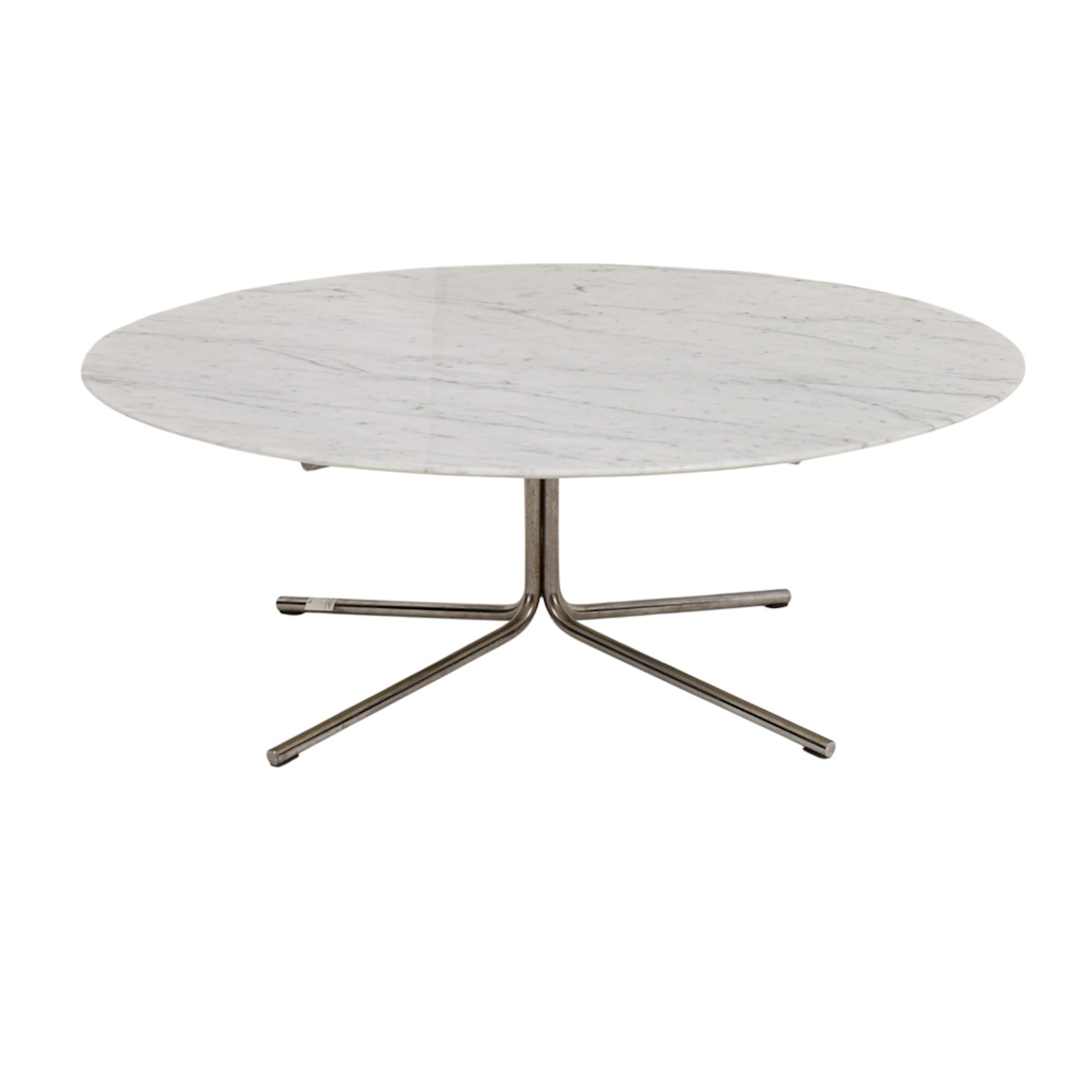 A Modern Carrara marble and chromed metal low table
