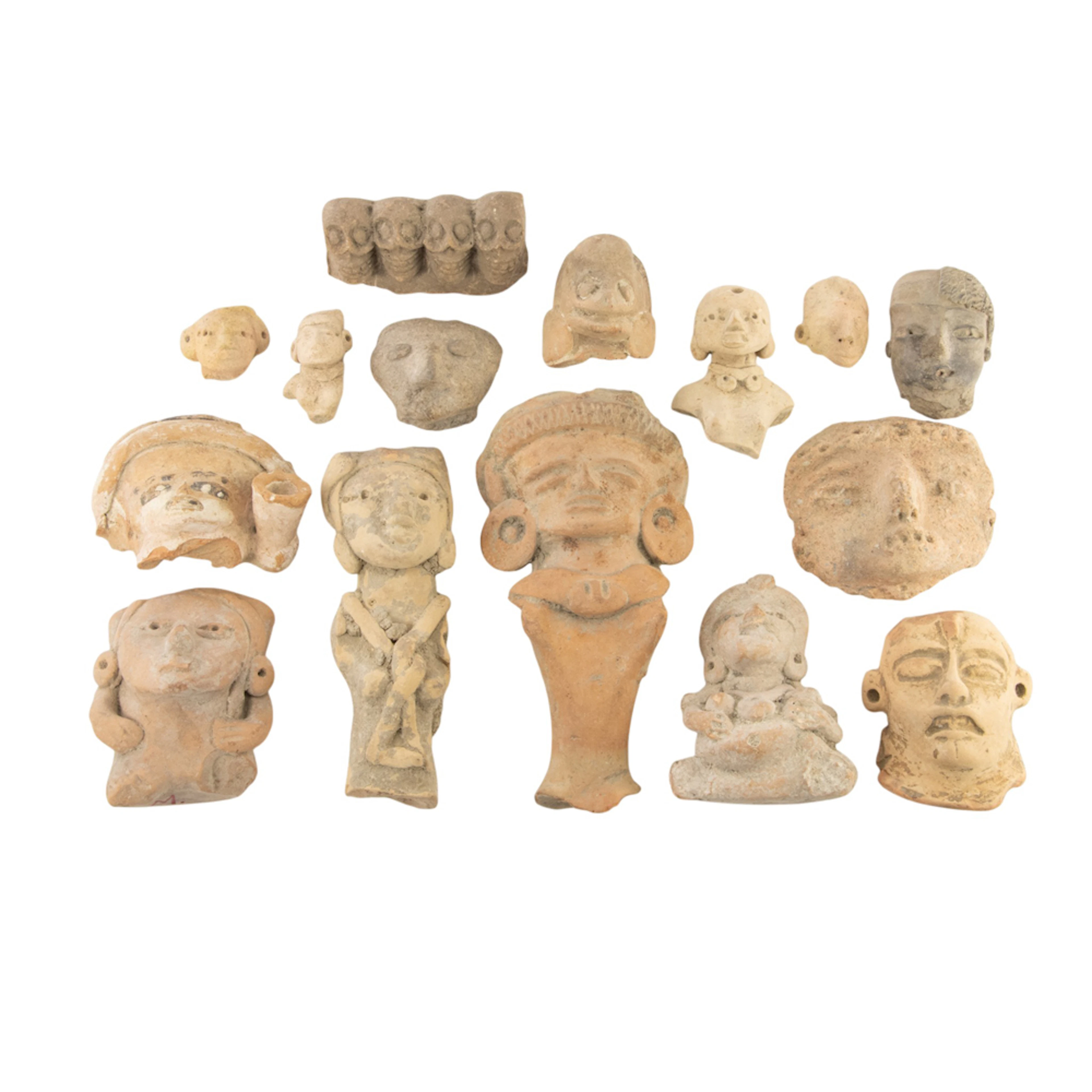 A group of fifteen Pre Columbian and Pre Columbian terra cotta fragments
