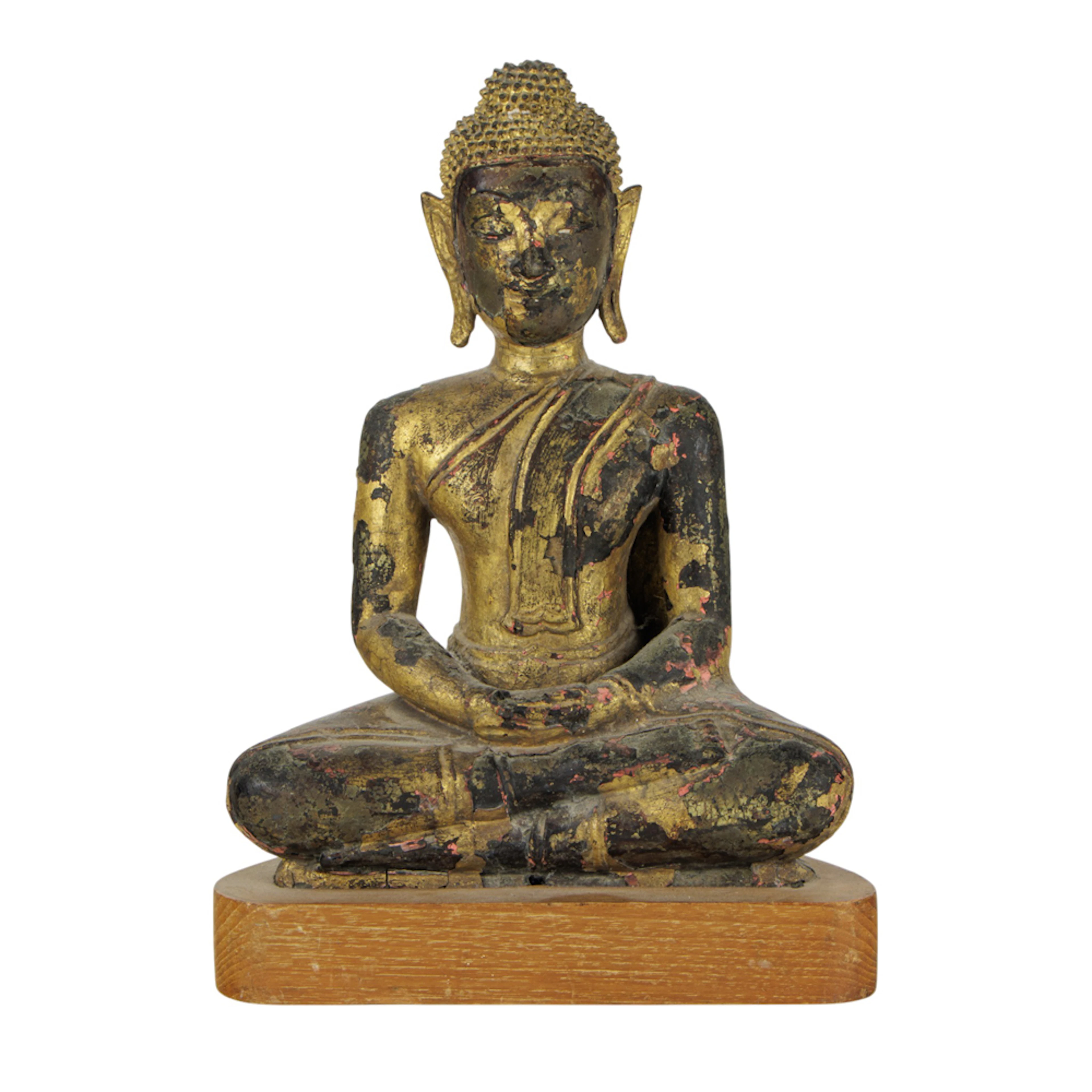 A Thai gilt-lacquered bronze figure of Buddha