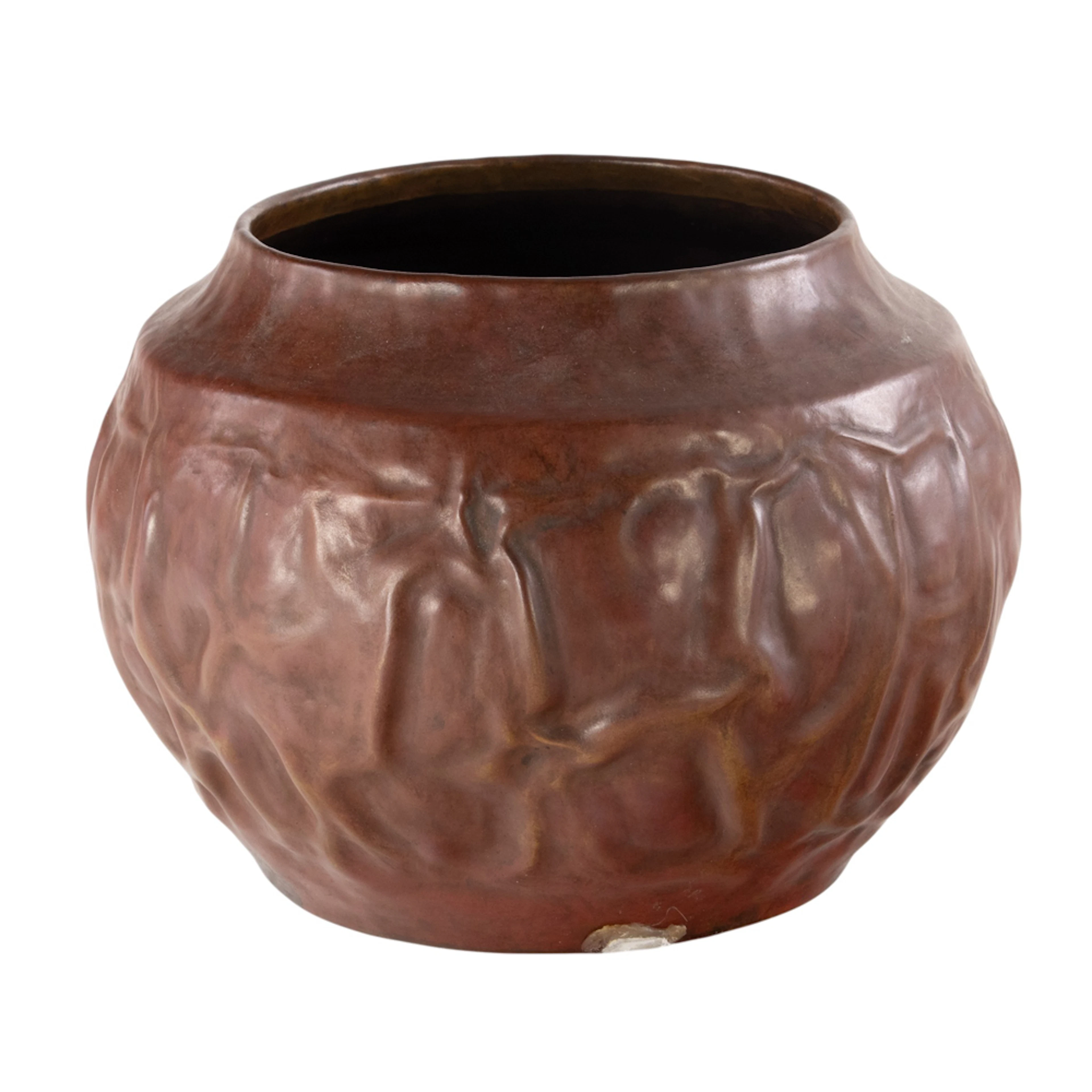 A Michael Adams hammered copper warty or wrinkle vase