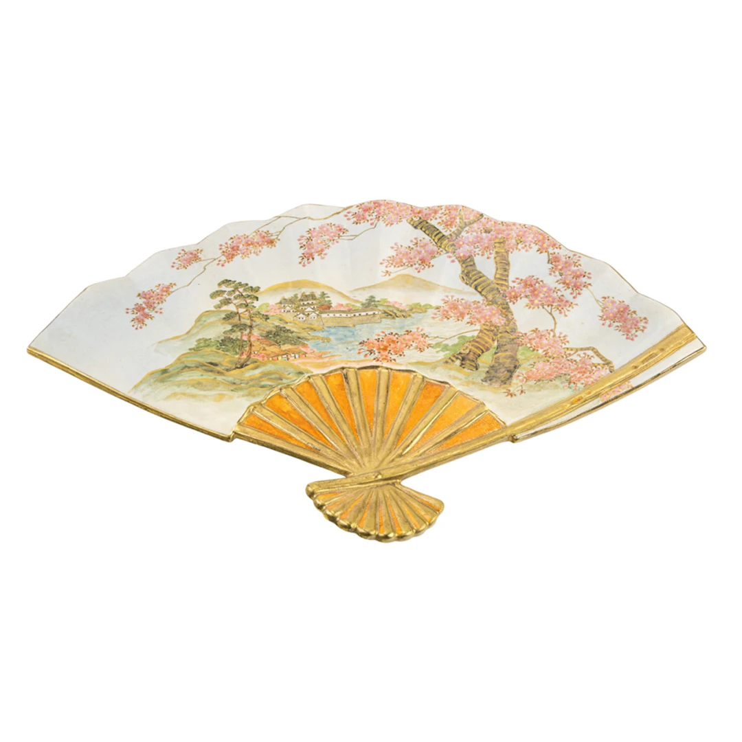 A Japanese Satsuma fan-form dish