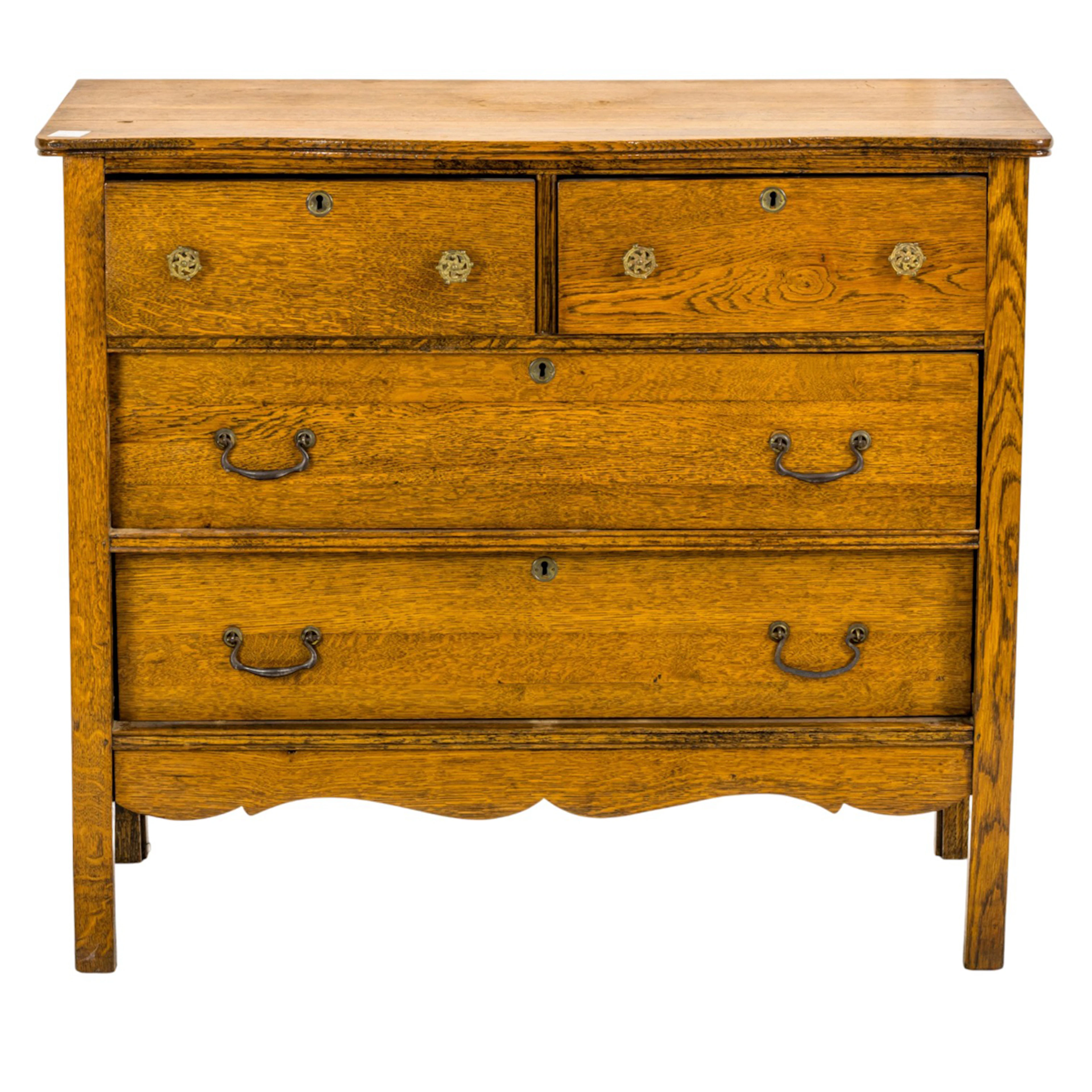 An American golden oak chest of drawers