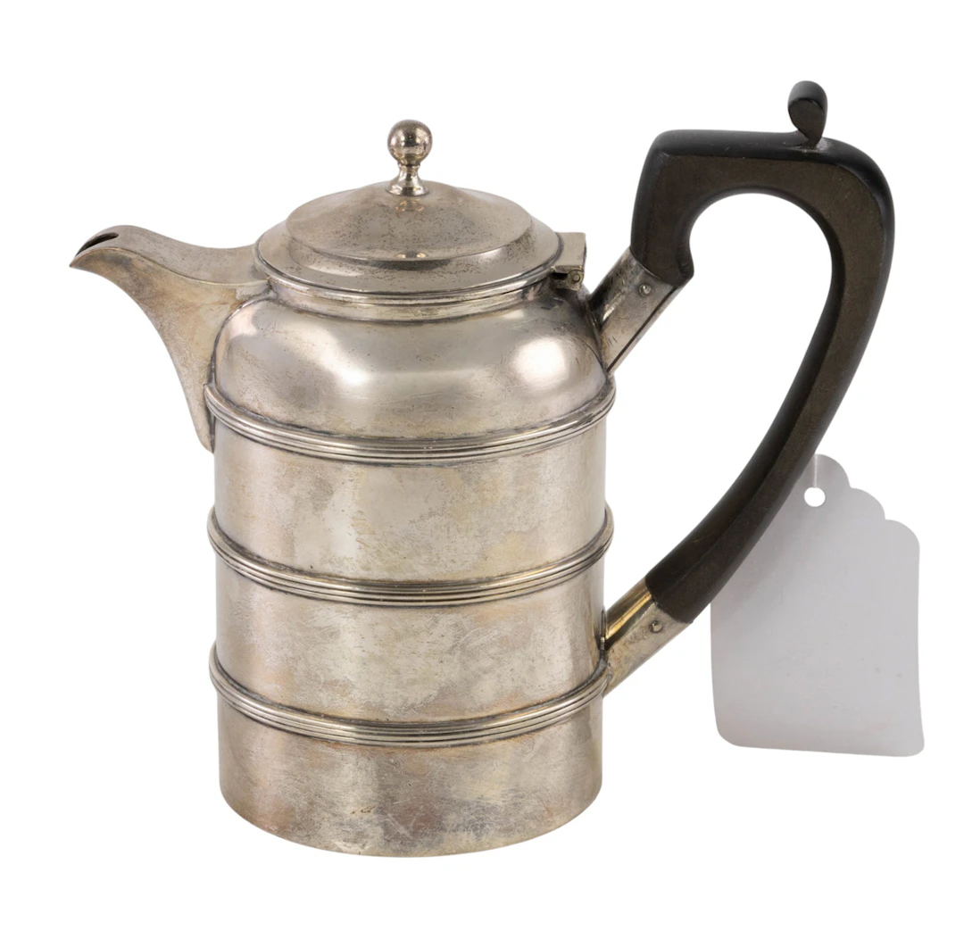 A late Victorian silver hot water jug, Charles Stuart Harris, London, 1899