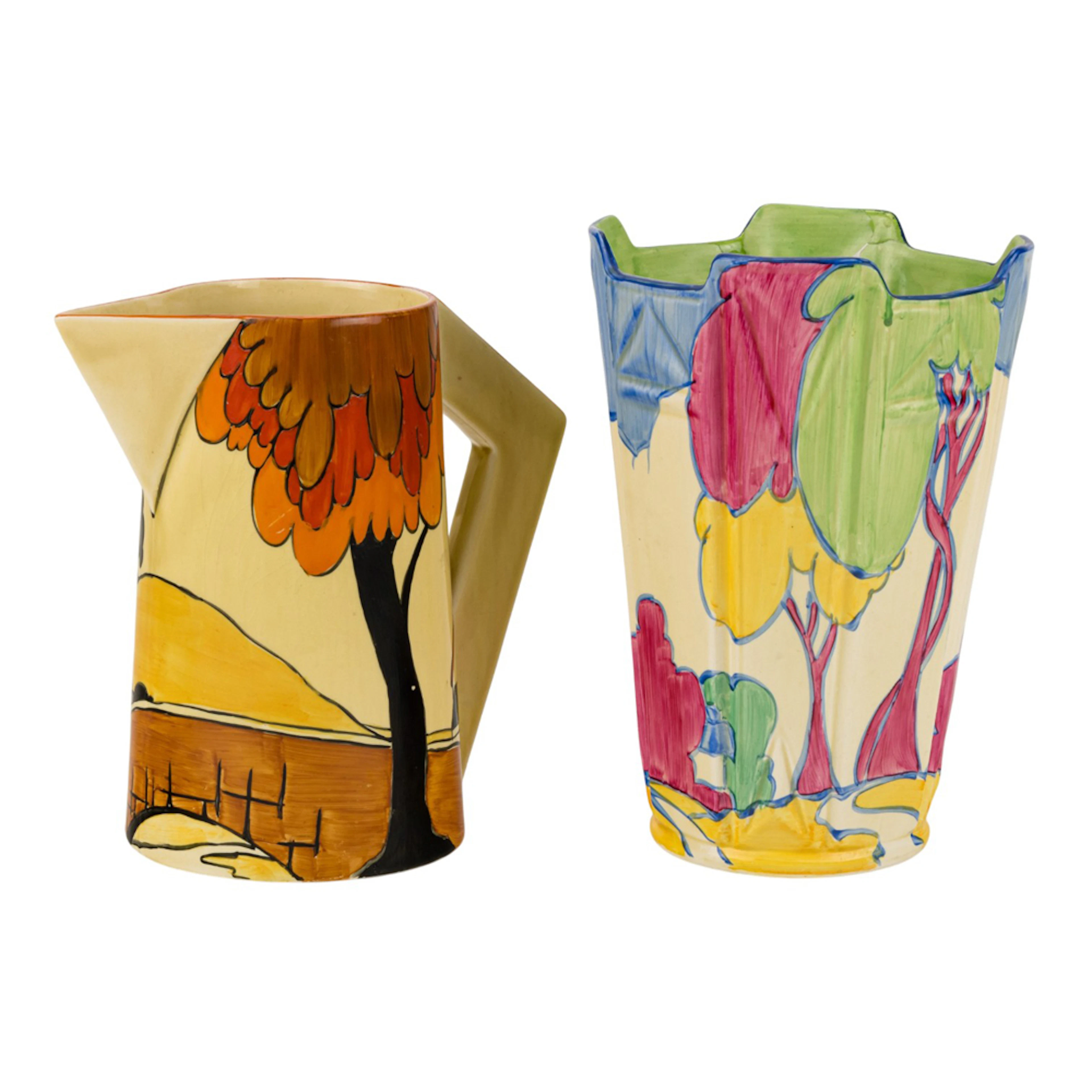 Two Bizarre by Clarice Cliff ceramic table articles