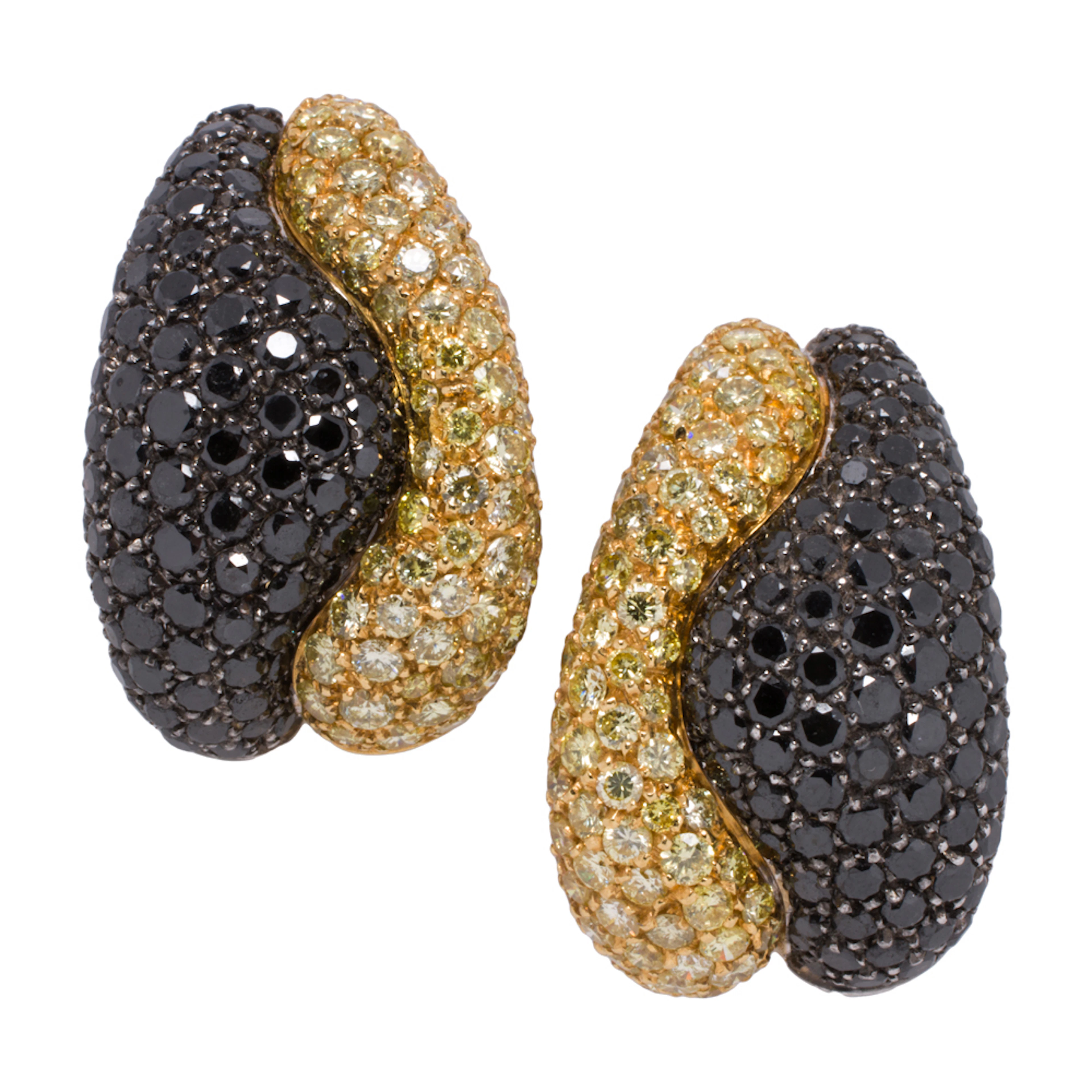 A pair of RCM diamond and 18k gold convertible earrings