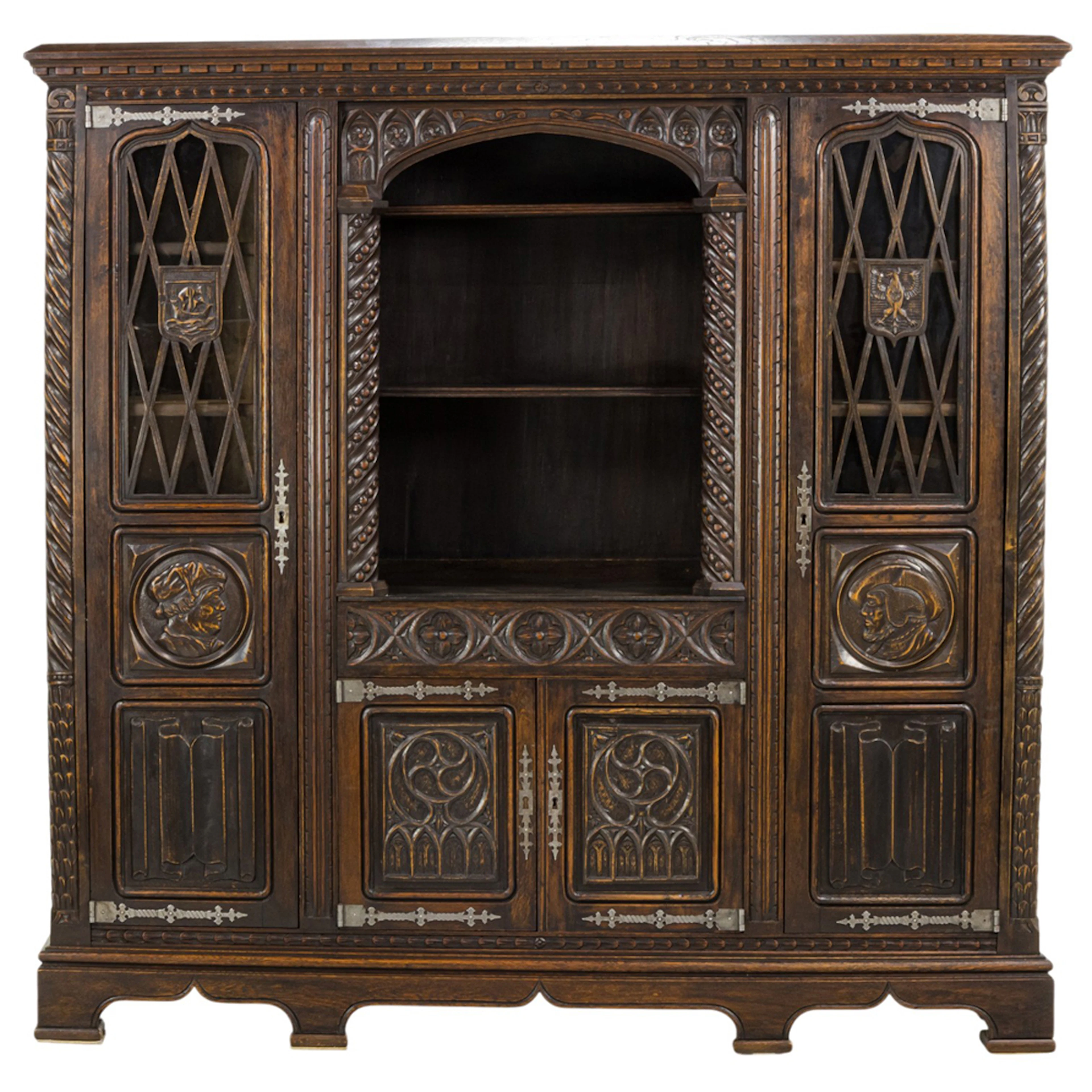 A Spanish Revival oak cabinet