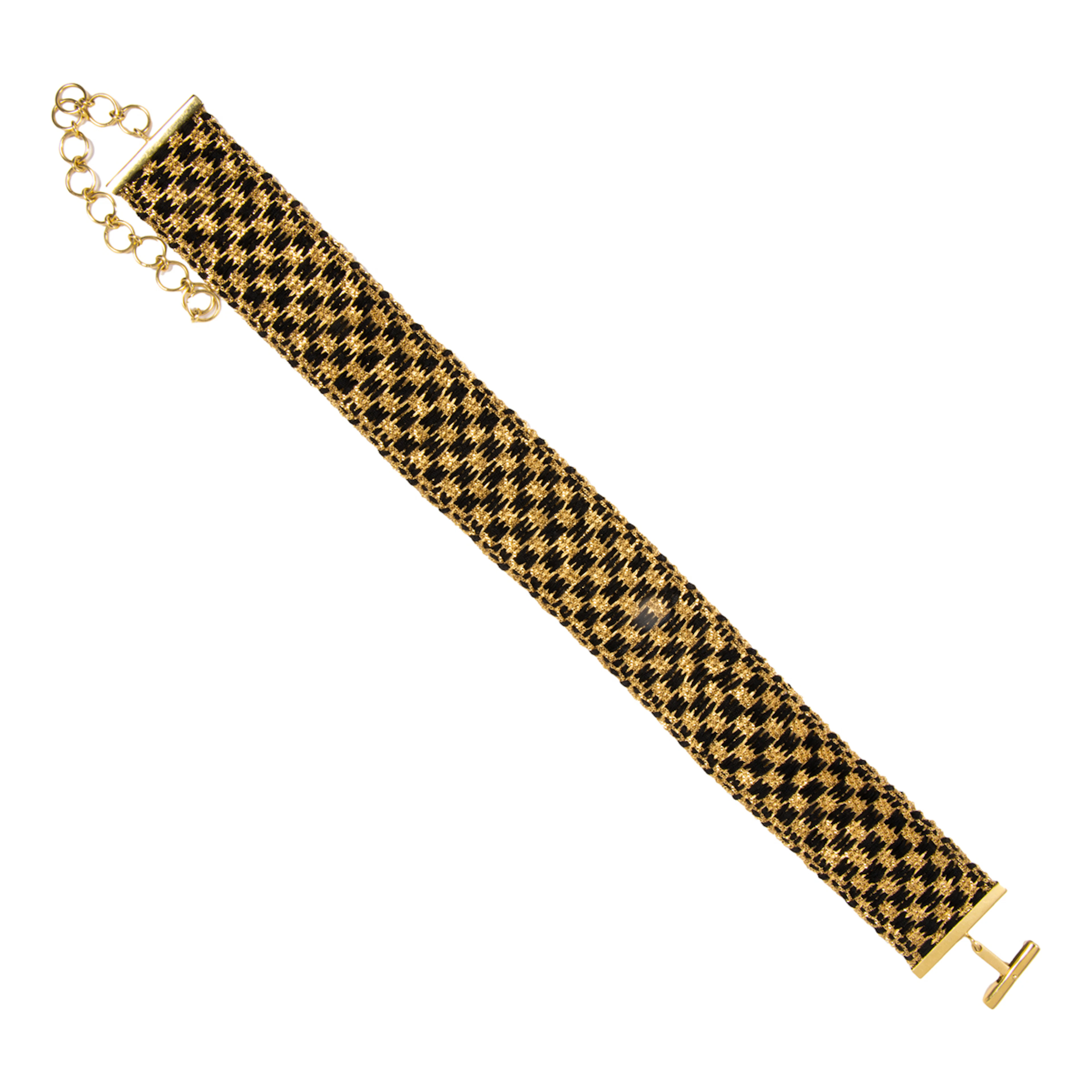 A textile and 18k gold choker necklace