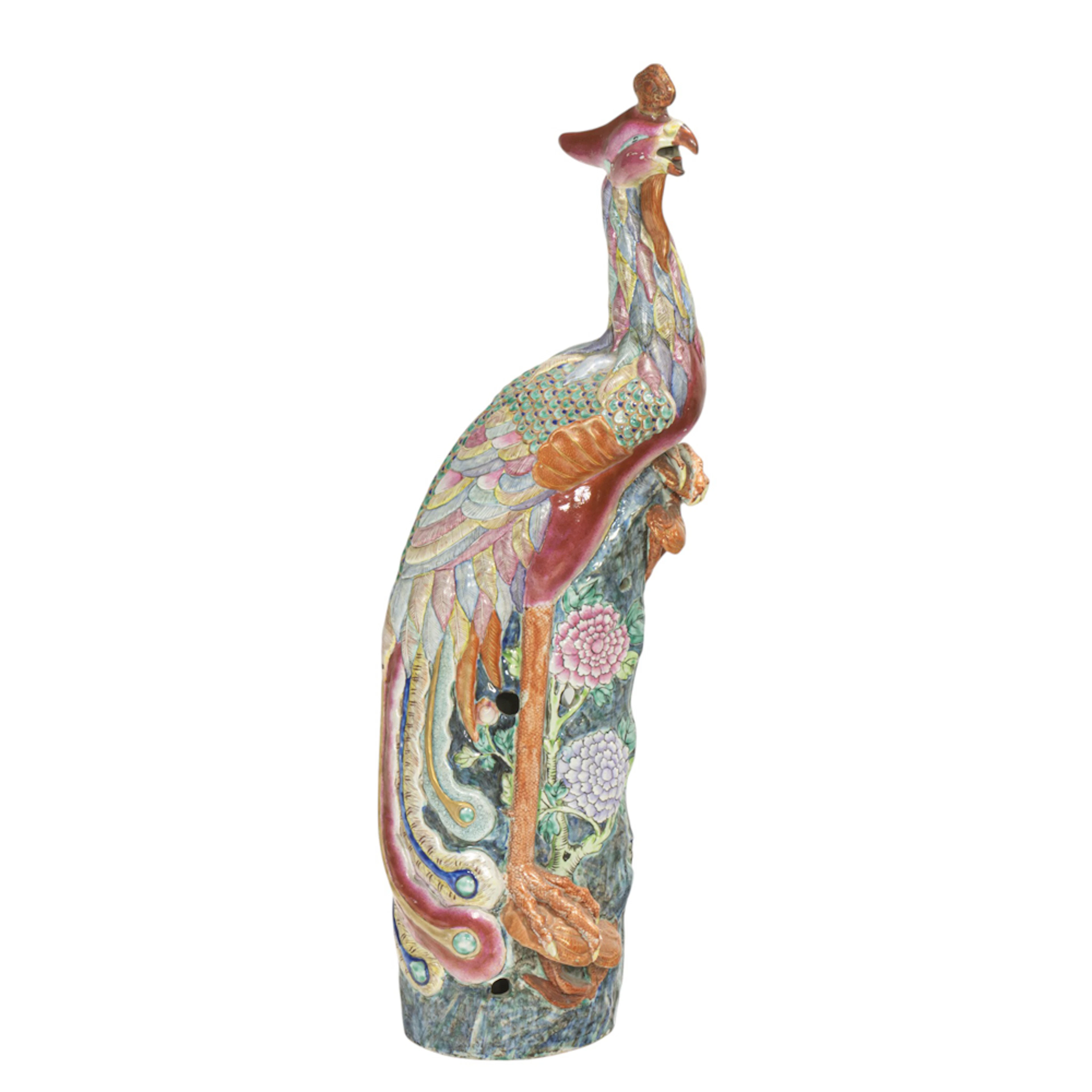 A Chinese famille rose phoenix figure