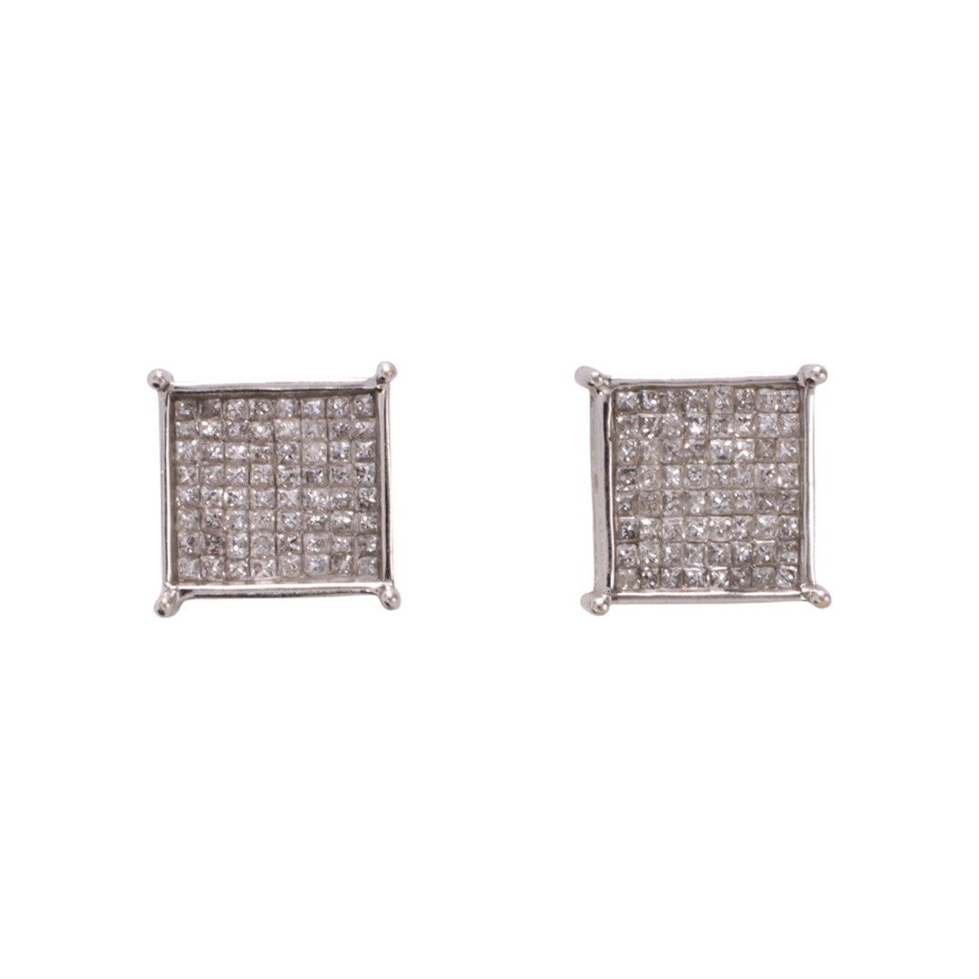 A pair of diamond and 18k white gold earrings